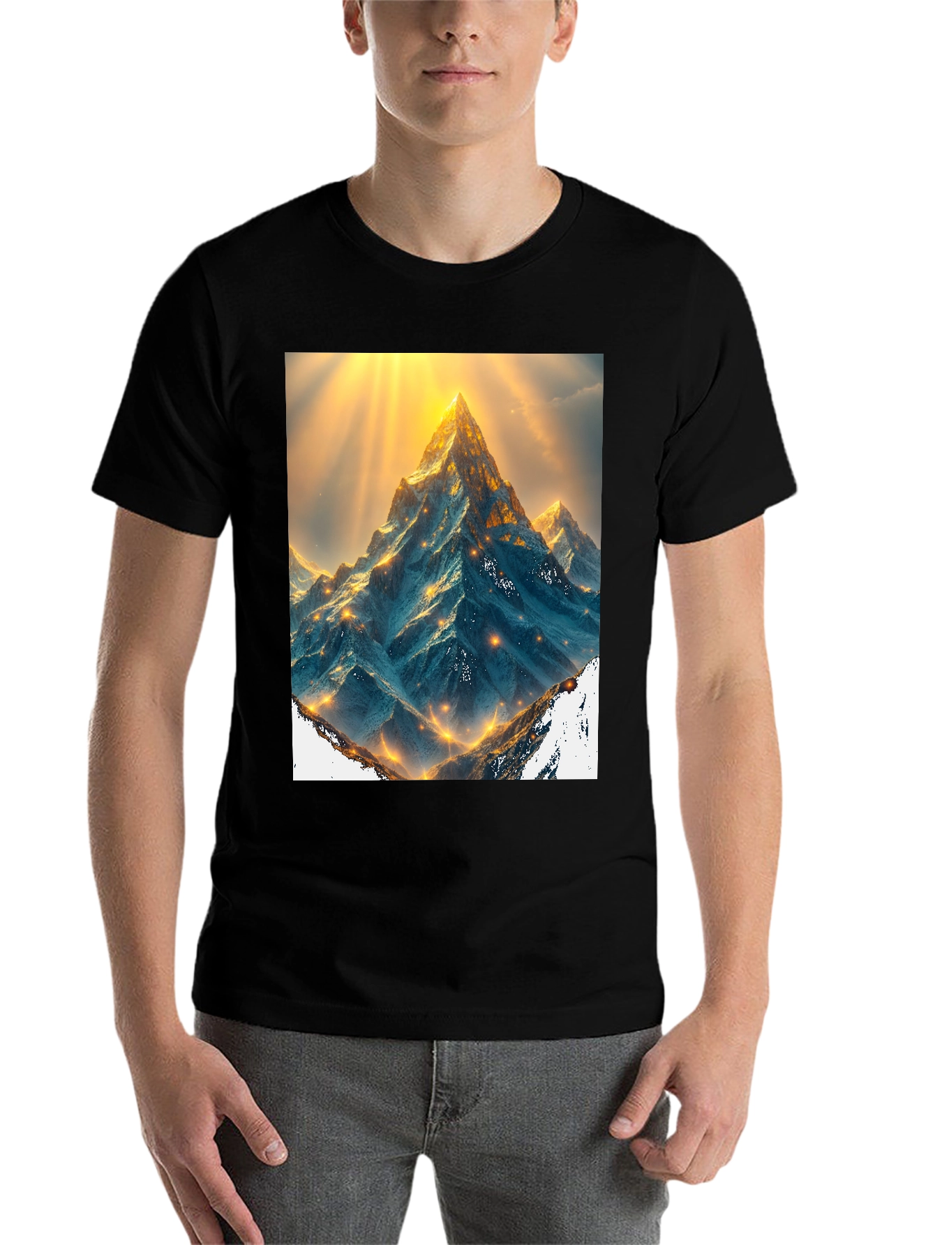 Black Mountain Peak Graphic Tee - Black Cotton Blend view 7