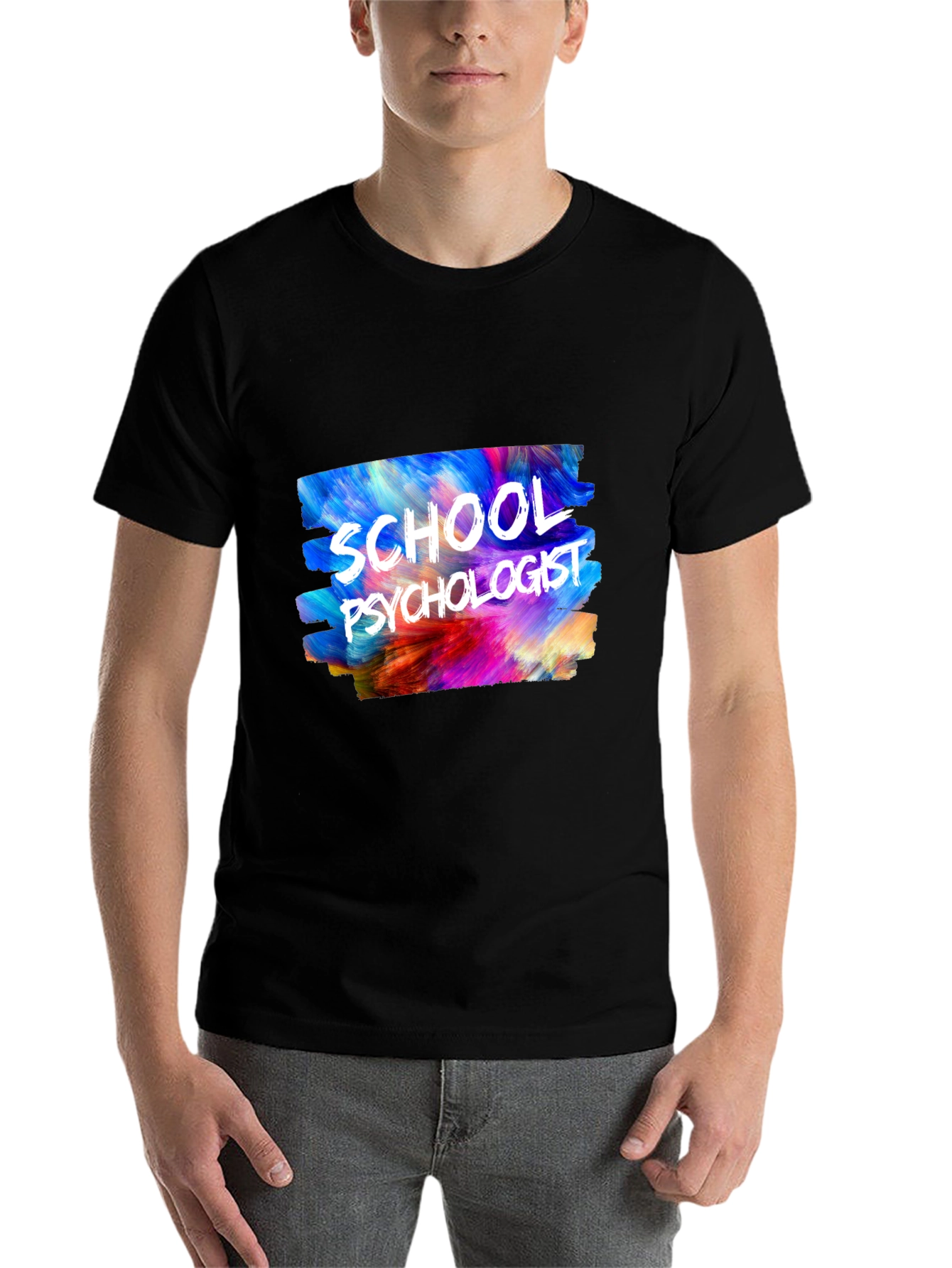 Black School Psychologist T-Shirt - Colorful Design view 7
