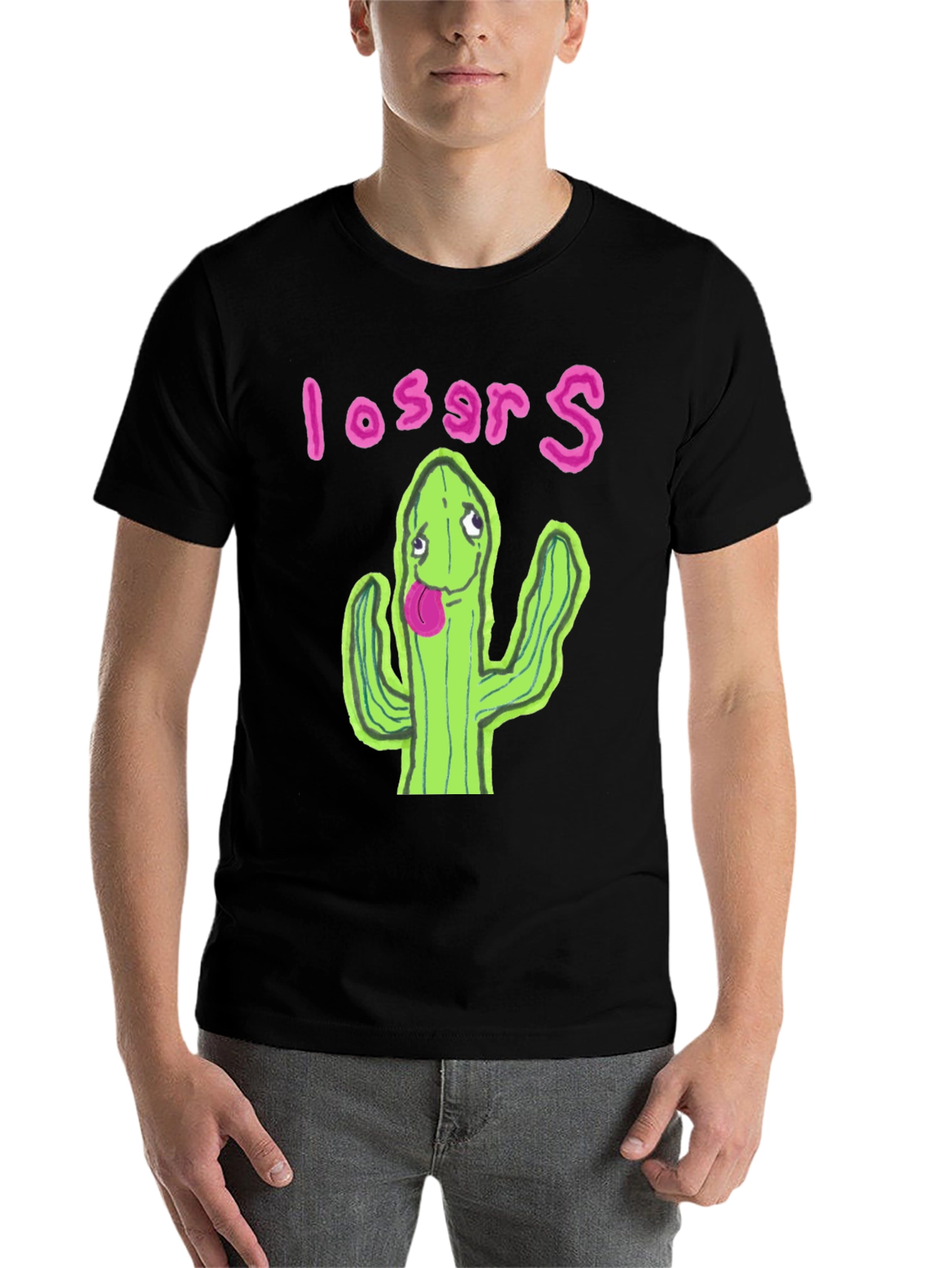 Black Cactus Losers Graphic Black T-Shirt view 7