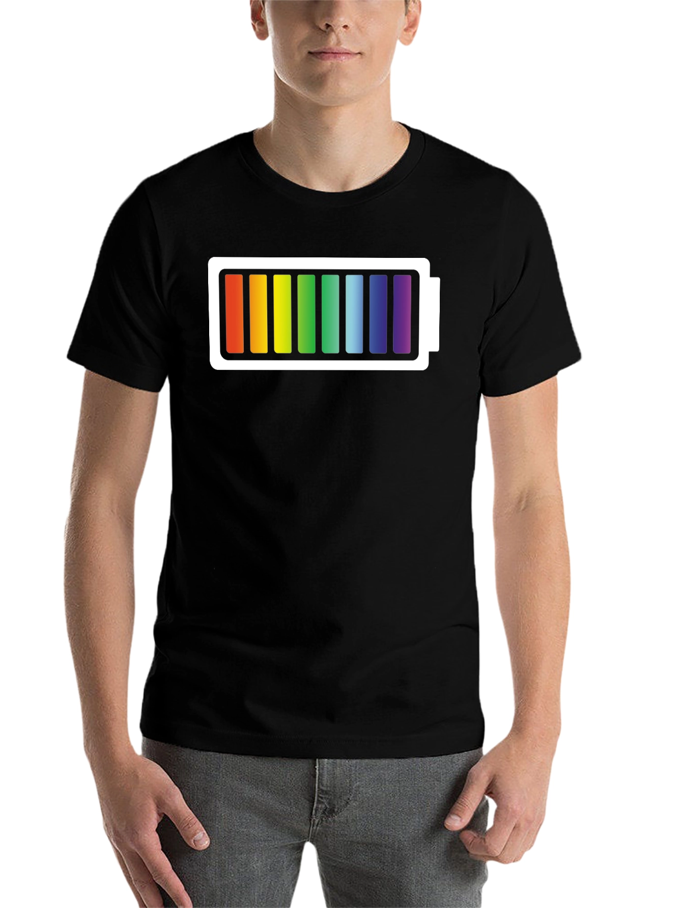 Black Rainbow Battery T-Shirt - Prideful Charge view 7