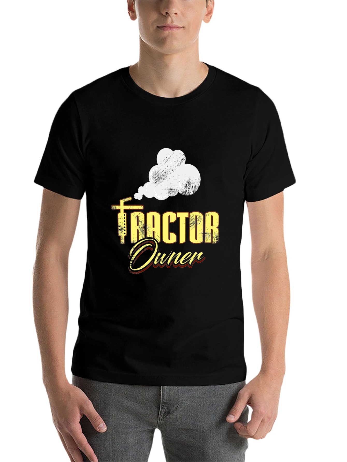 Black Tractor Owner Graphic Tee - Black Cotton Casual T-Shirt view 7