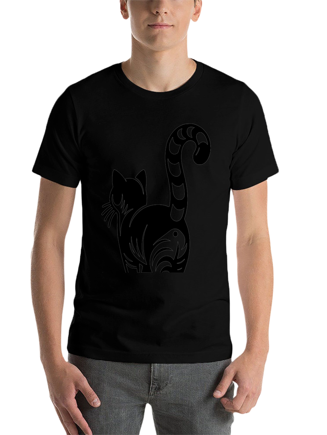 Black Stylish Black Cat Graphic Tee view 7