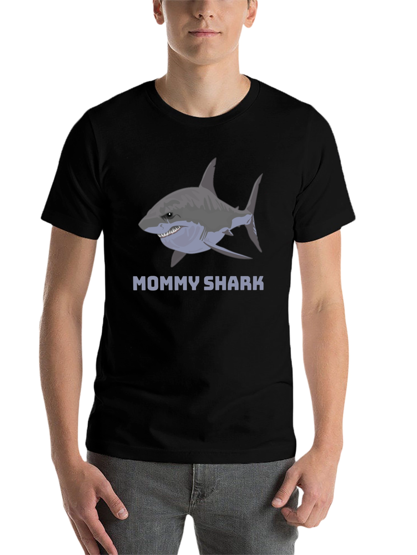 Black Mommy Shark Graphic Tee -  Stylish Cotton Blend view 7