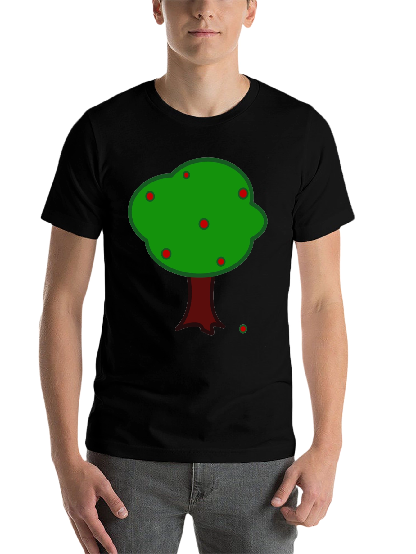 Black Whimsical Tree Graphic Tee - Black Cotton Blend view 7