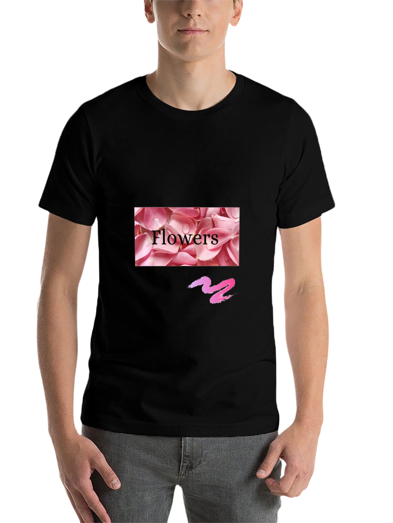 Black Floral Graphic Print Black T-Shirt view 7