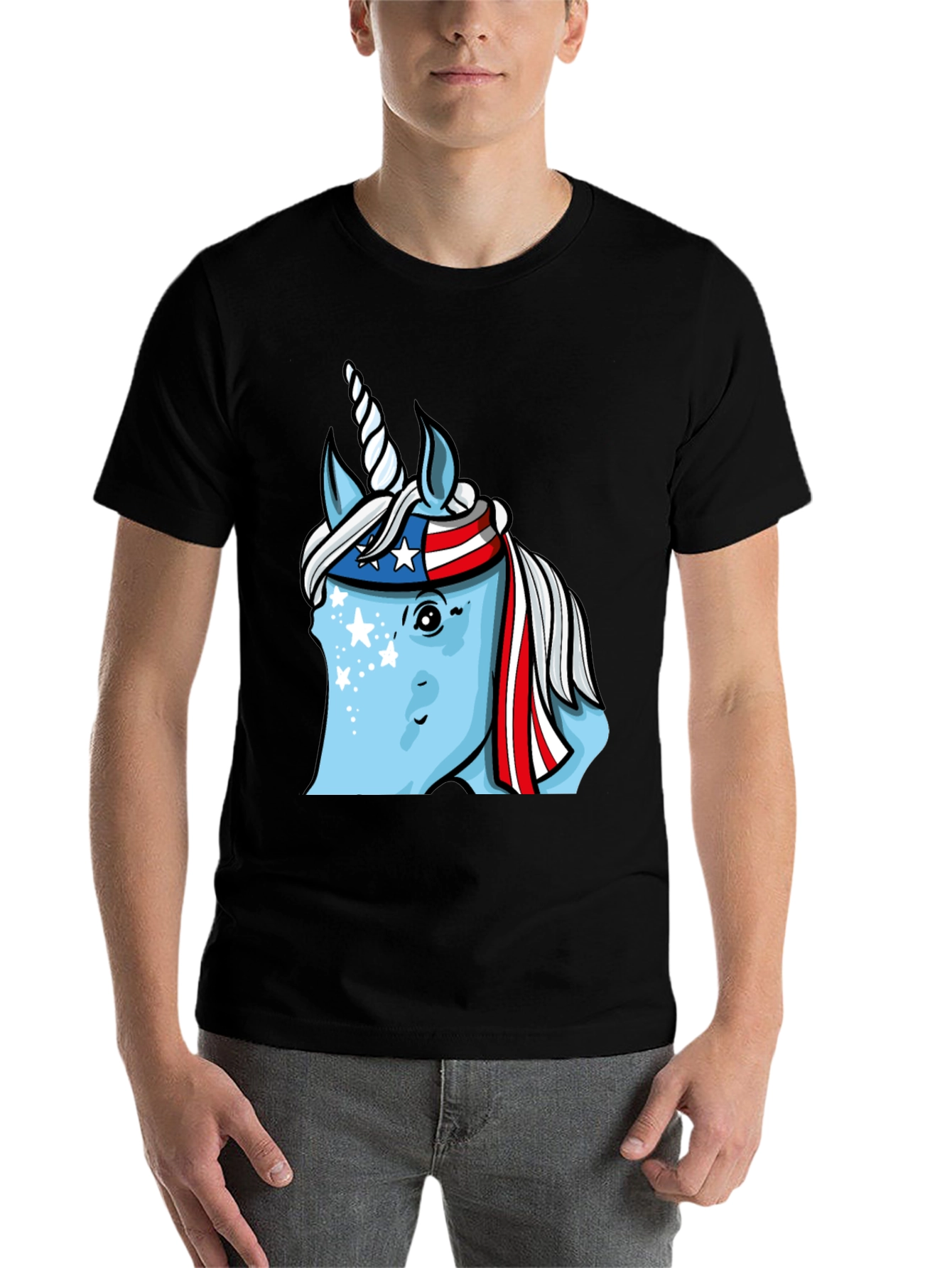 Black Patriotic Unicorn T-Shirt view 7