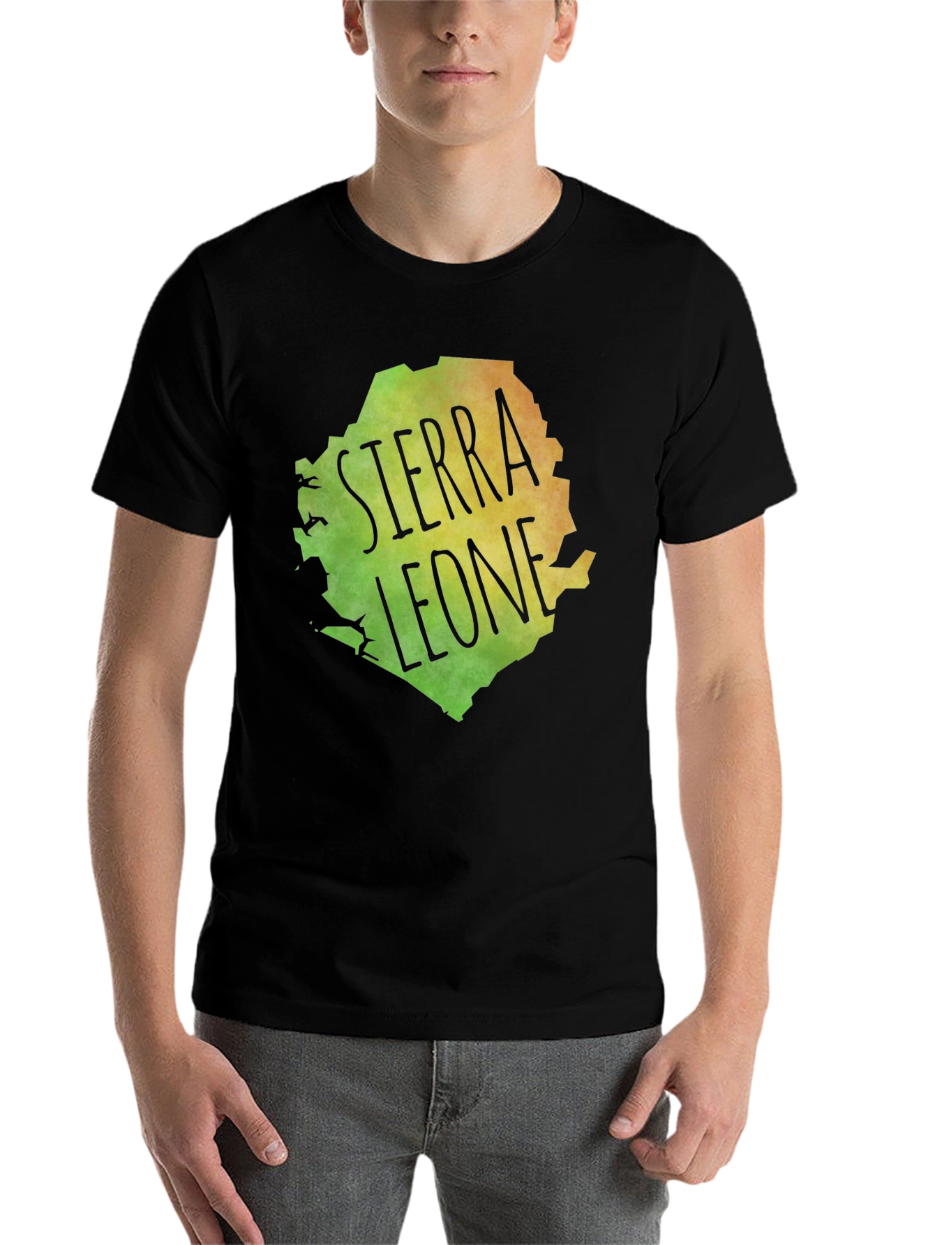 Black Sierra Leone Map Graphic Tee - Black Cotton Blend view 7