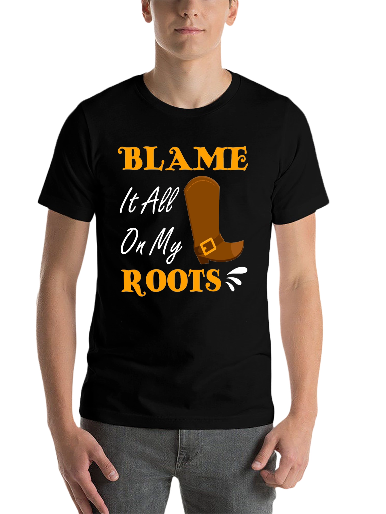 Black Blame It All On My Roots Black T-Shirt view 7