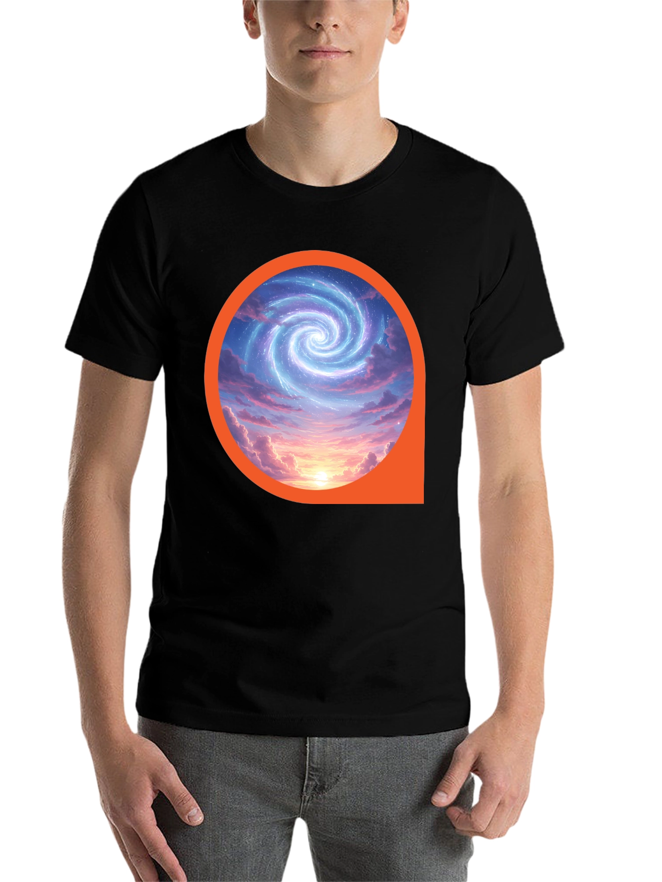 Black Cosmic Swirl Graphic Tee - Modern Style view 7