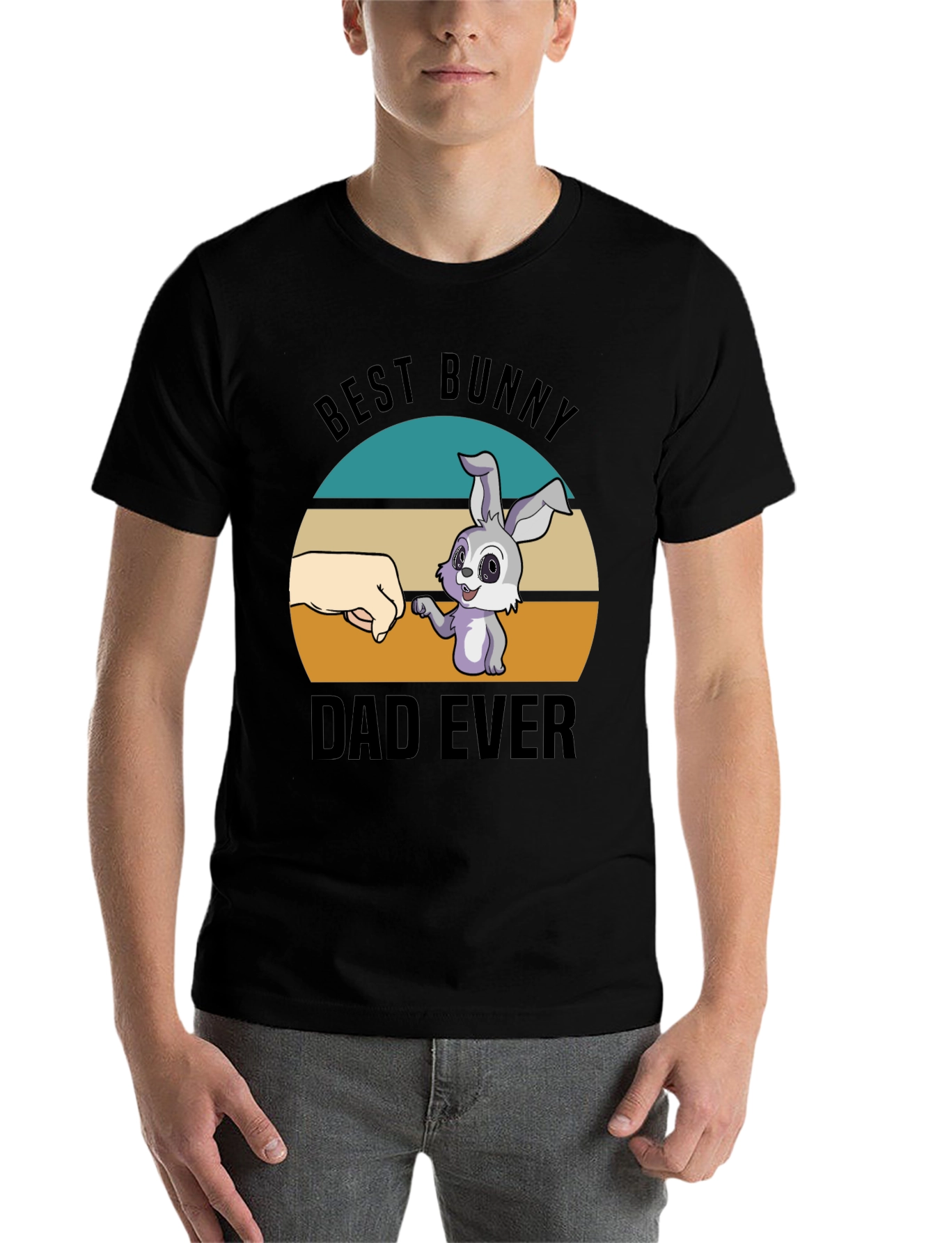 Black Best Bunny Dad Ever T-Shirt - Father's Day Tee view 7