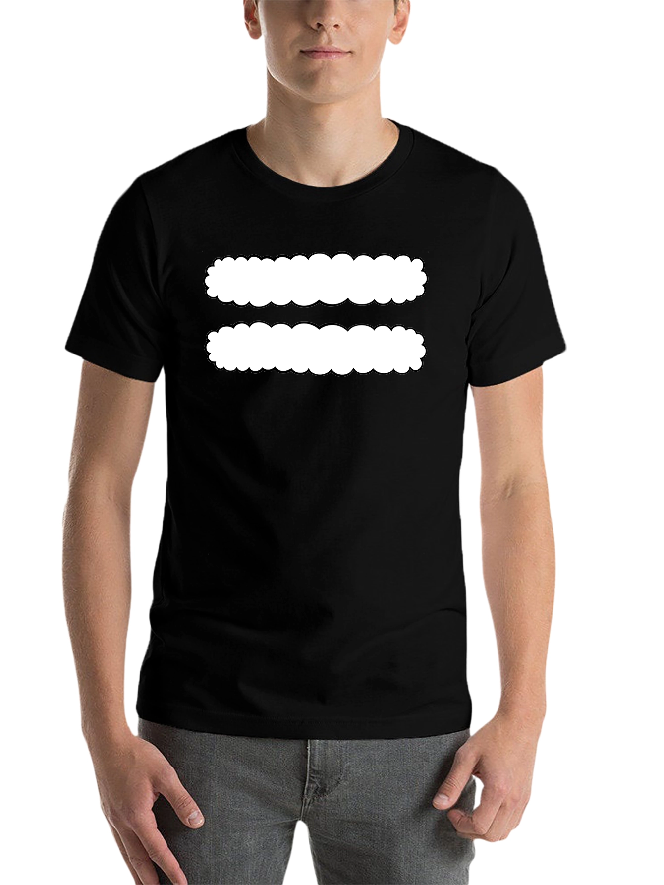 Black Black T-Shirt with White Equals Sign Design view 7