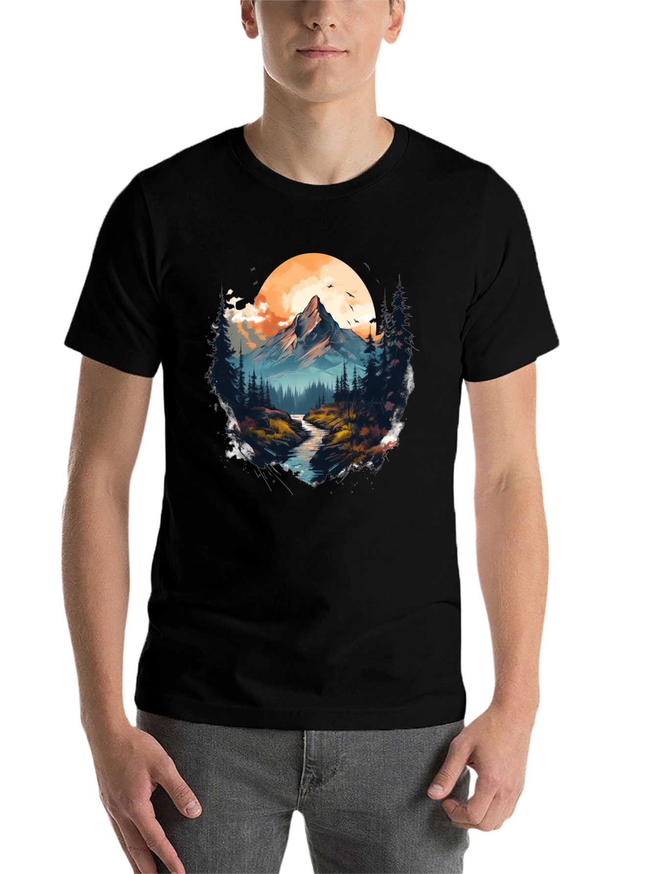Black Mountain River Graphic T-Shirt - Nature Lover's Tee view 7