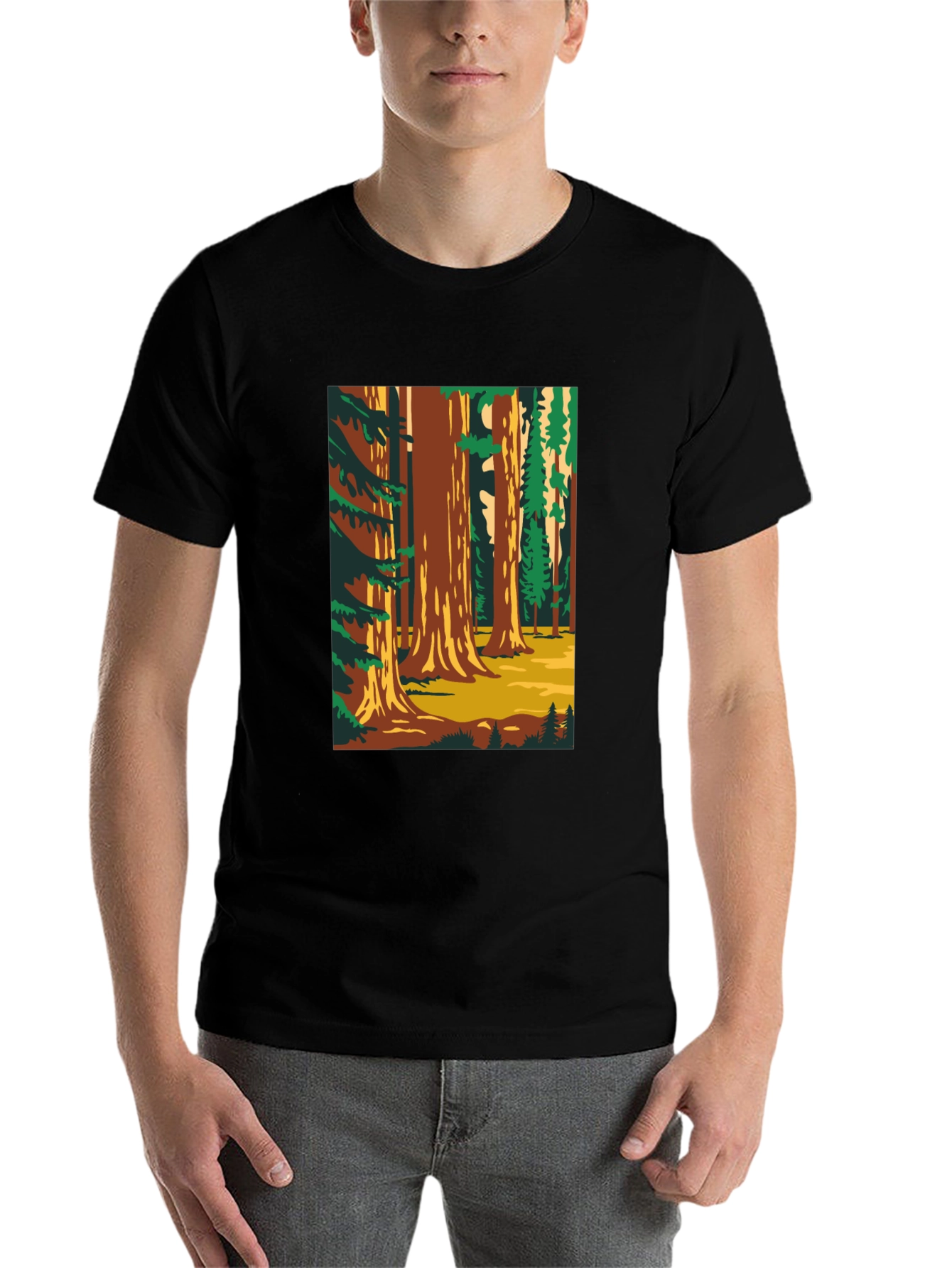 Black Sequoia Forest Graphic T-Shirt - Nature Lover Tee view 7
