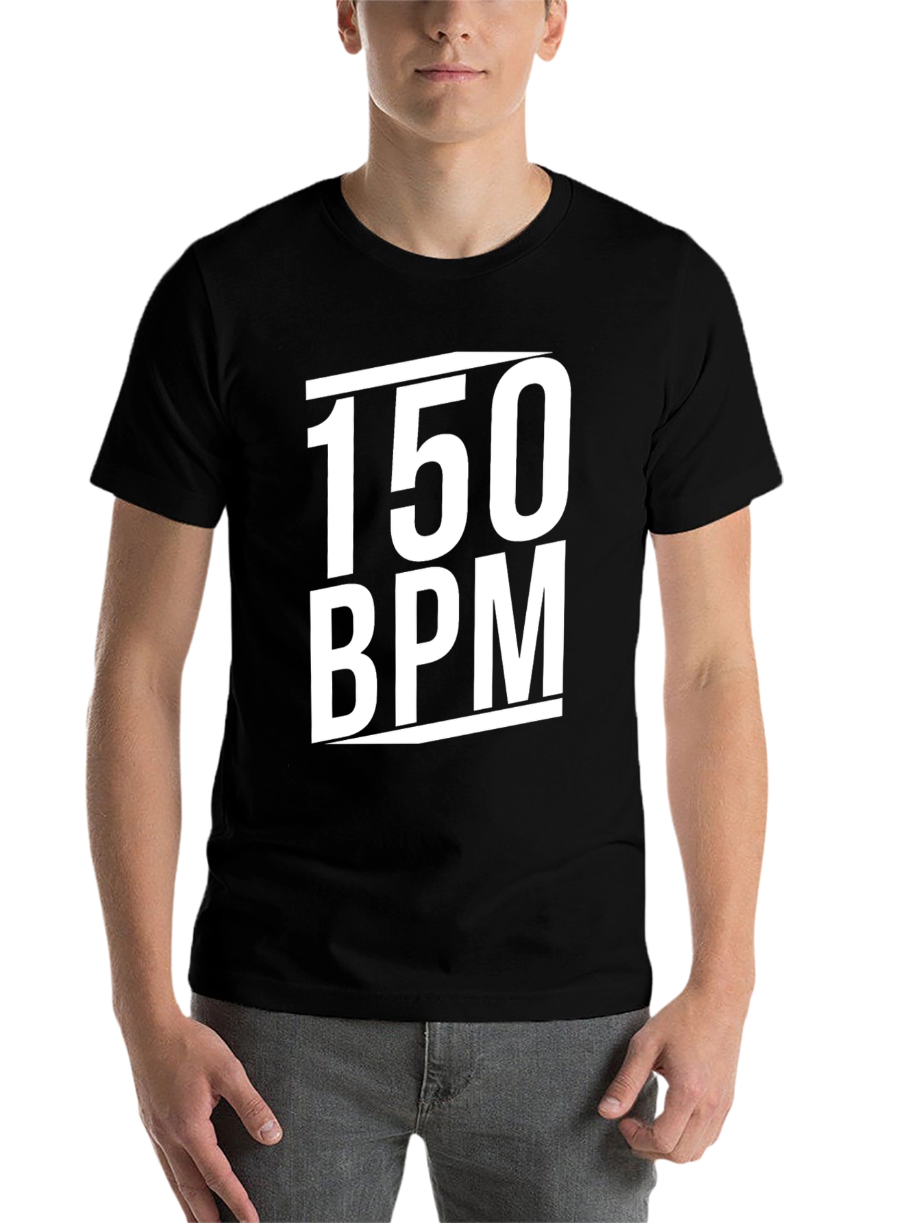 Black 150 BPM Graphic T-Shirt - Black Crew Neck view 7