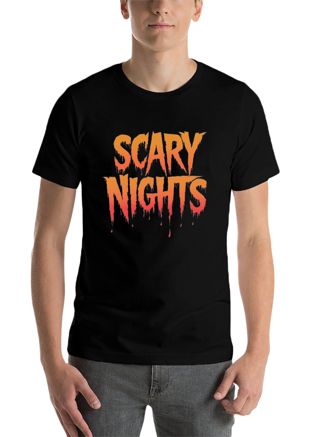Black Scary Nights Graphic T-Shirt - Halloween Tee view 7