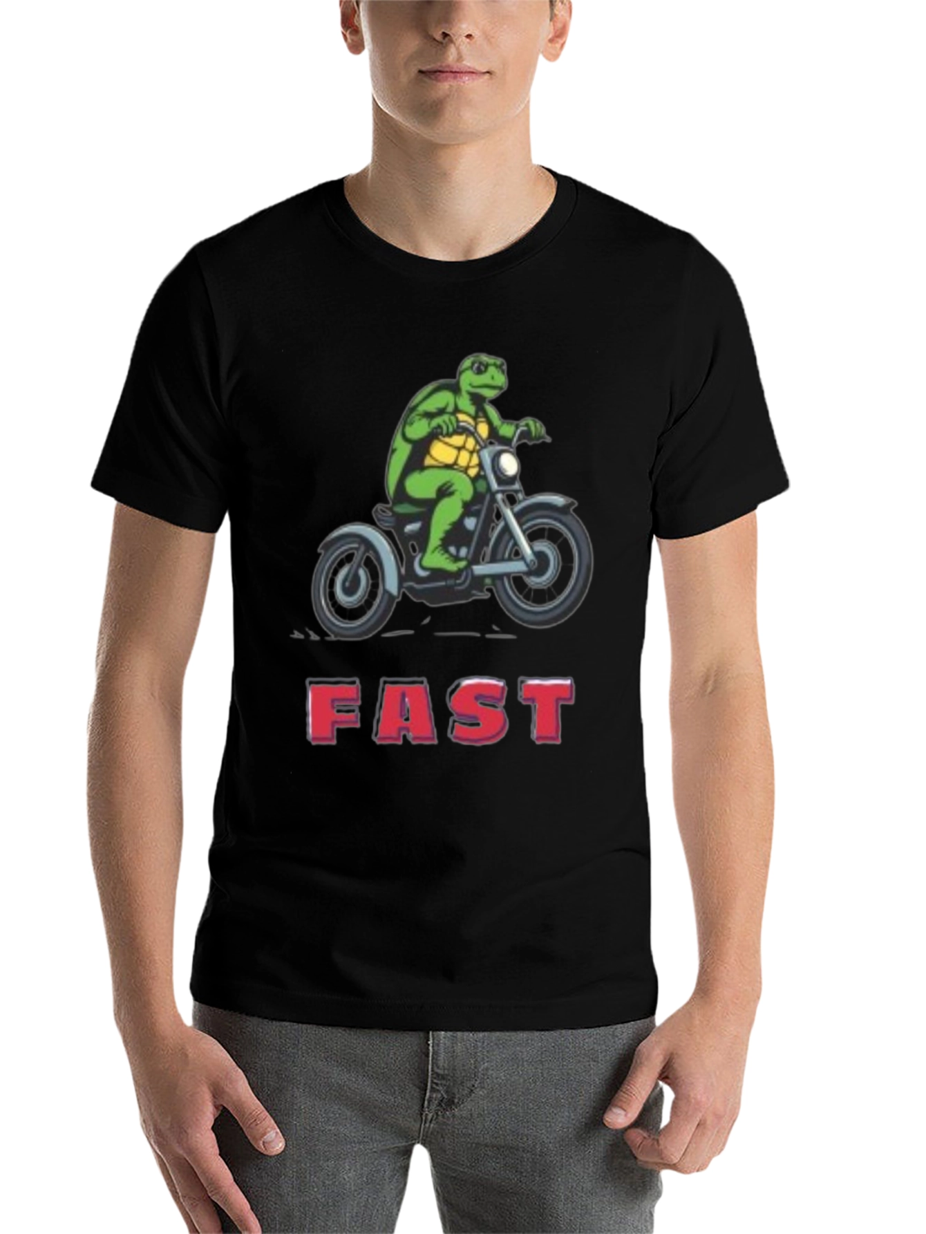 Black Turtle on Motorcycle FAST T-Shirt view 7
