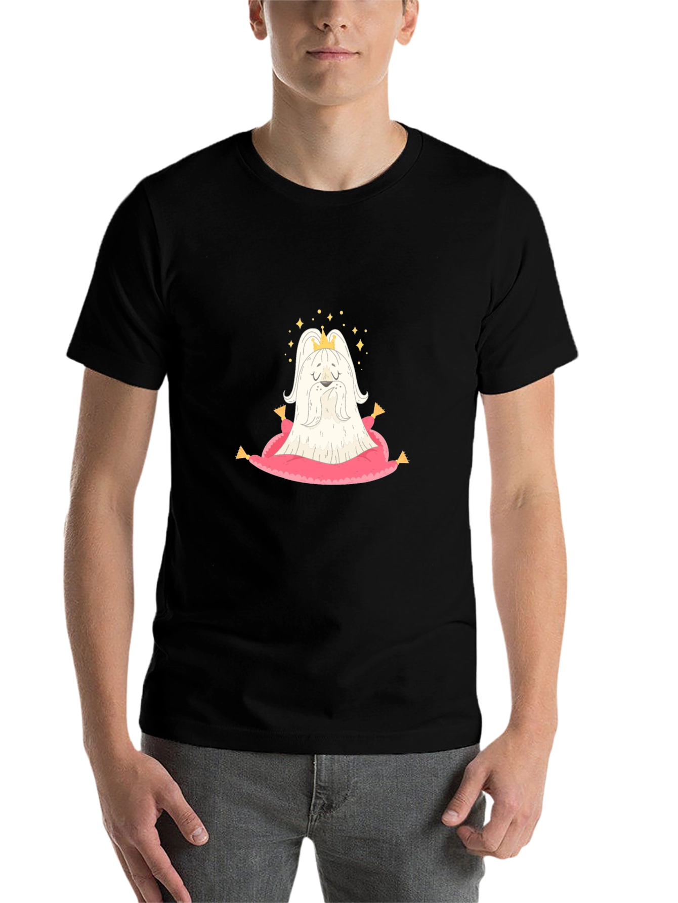 Black King Dog T-Shirt - Cute Cartoon Tee view 7