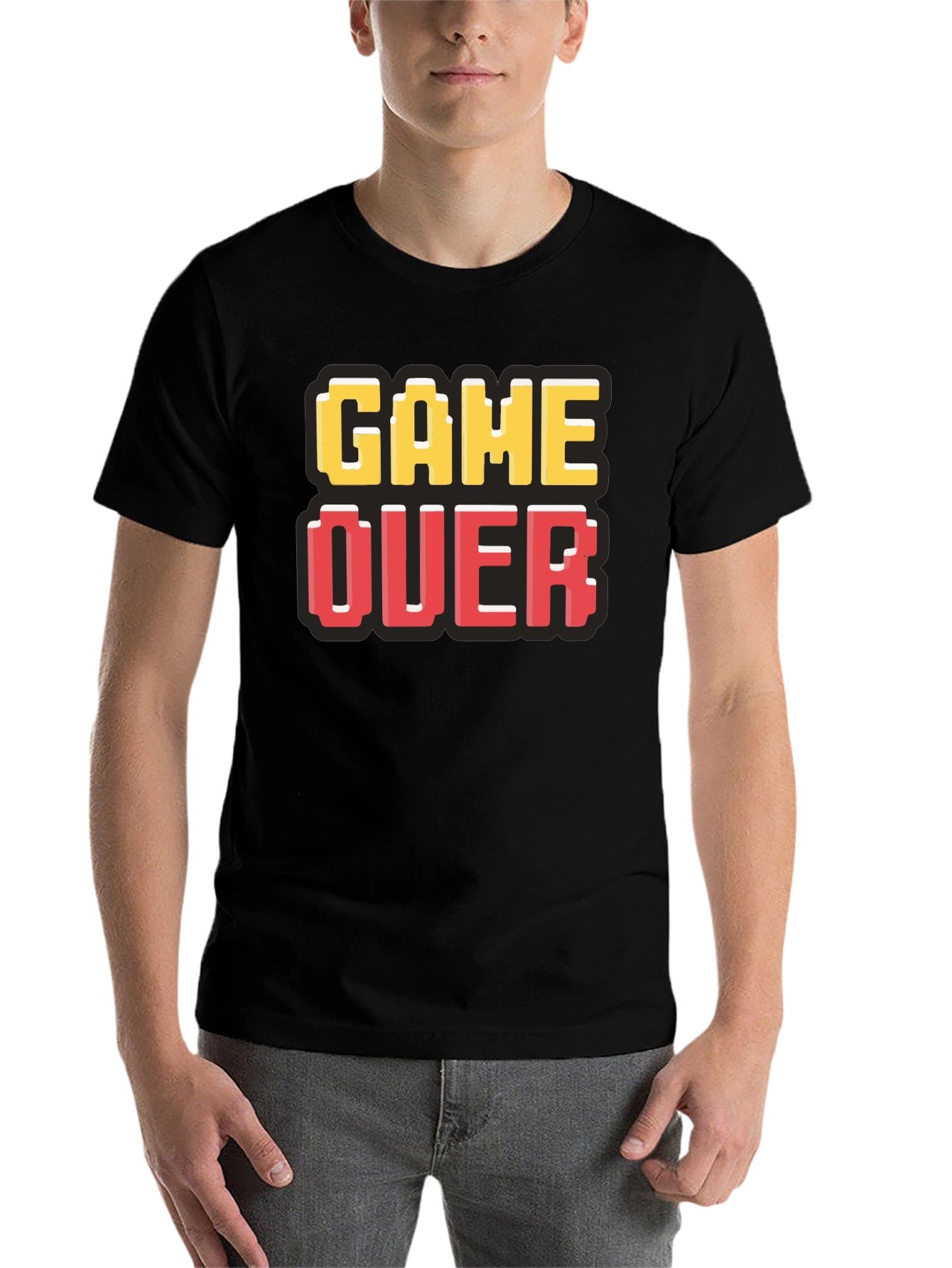 Black Game Over Pixel Art T-Shirt - Gamer Style view 7