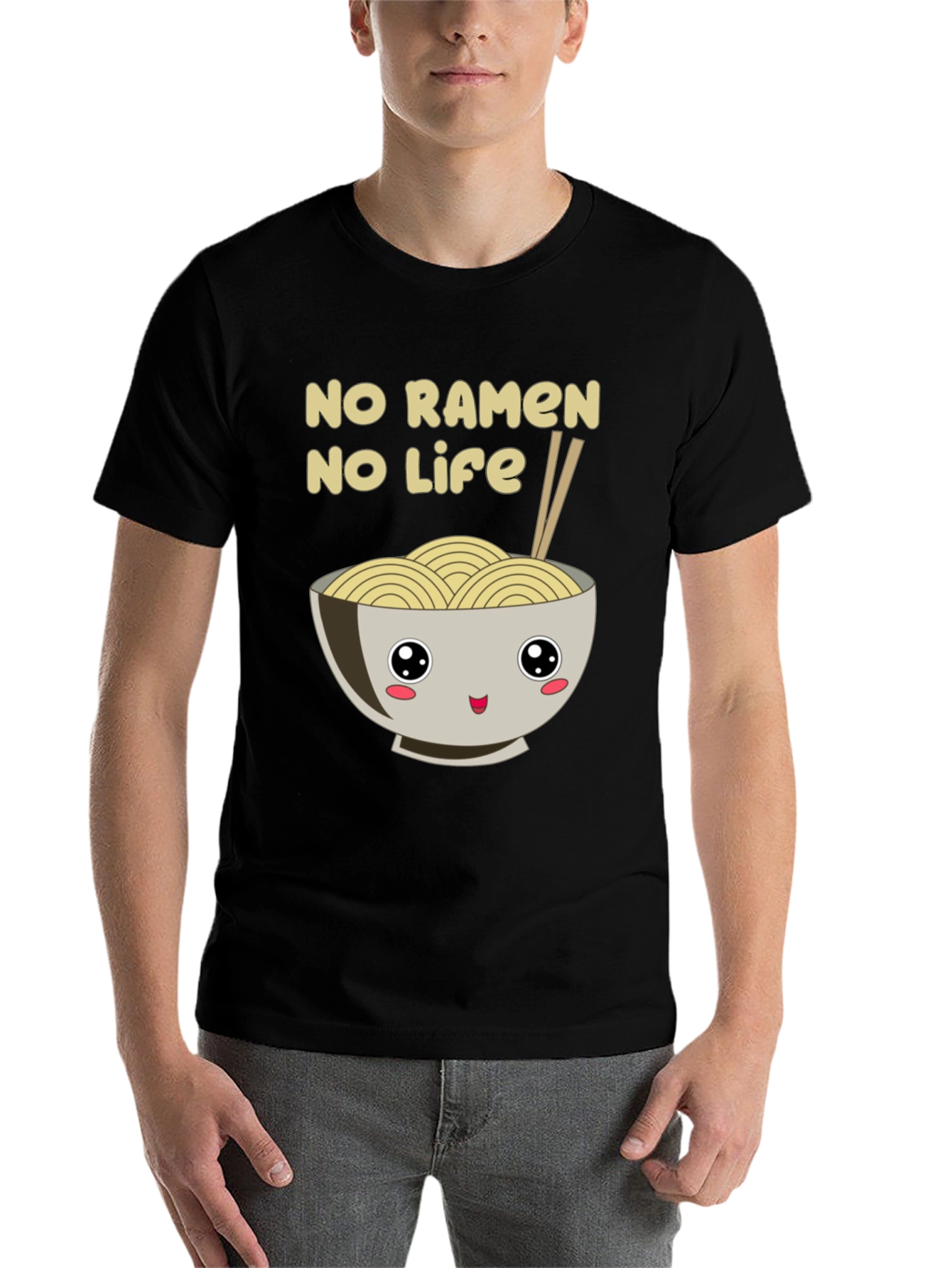 Black No Ramen No Life Black T-Shirt view 7