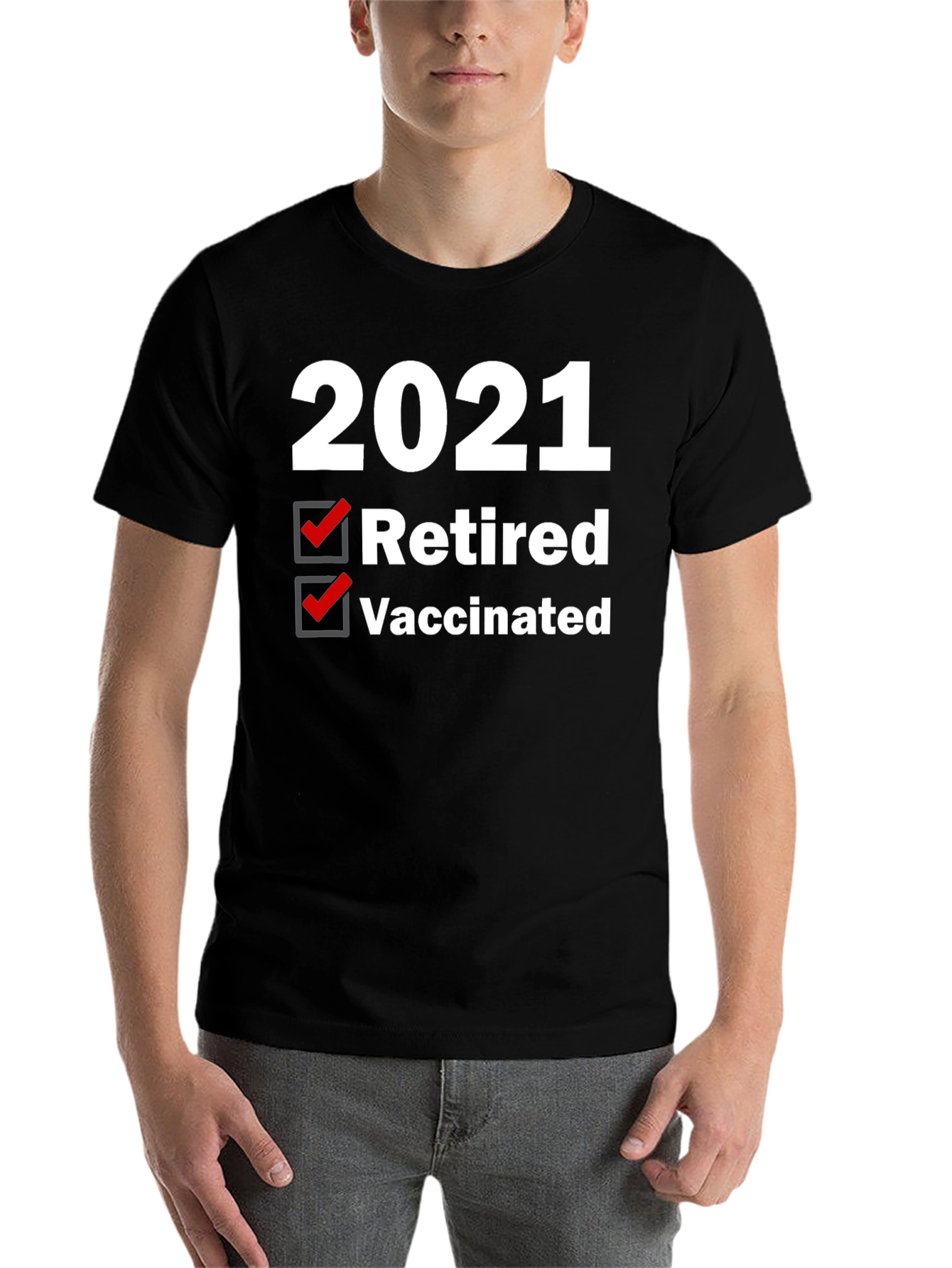 Black 2021 Retired & Vaccinated Graphic Tee view 7
