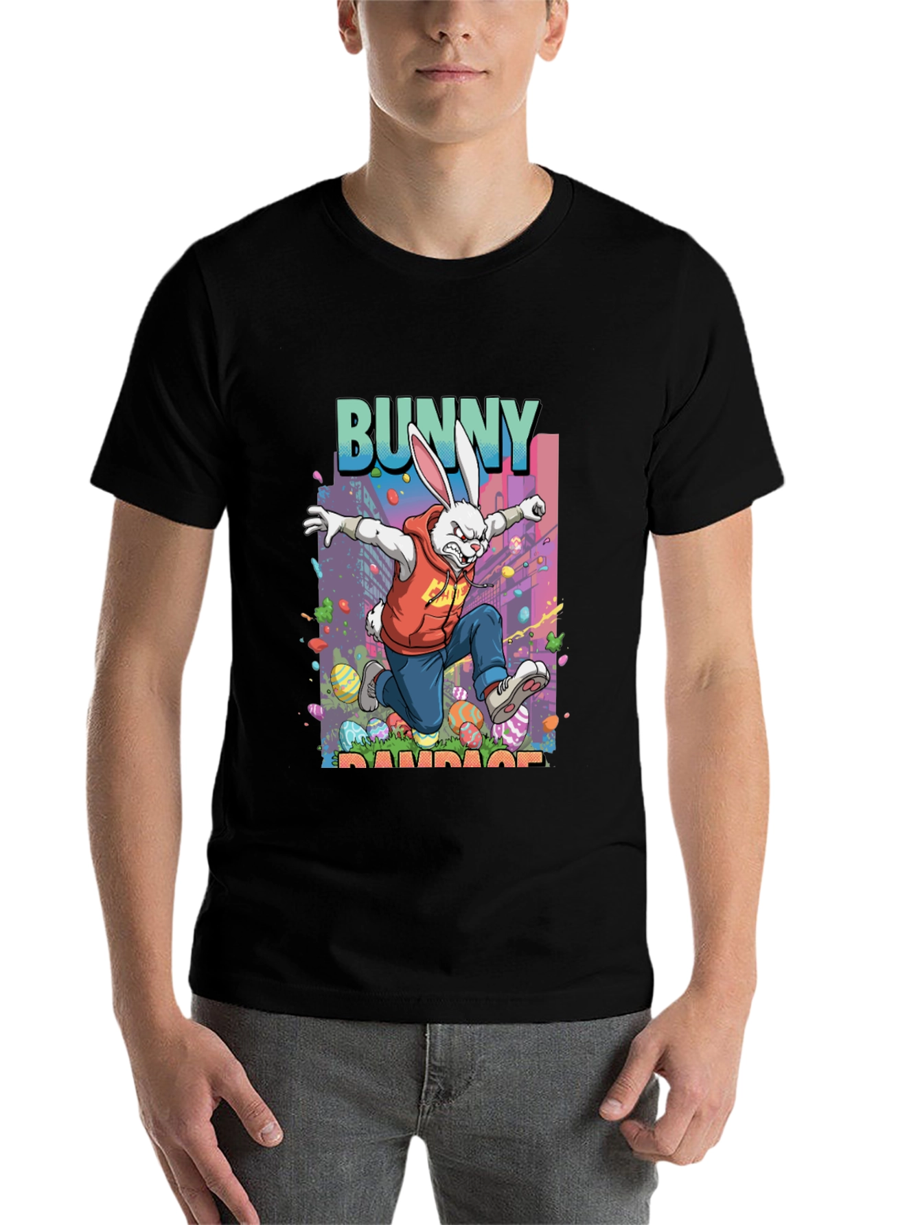 Black Bunny Rampage Graphic Tee - Easter Apparel view 7