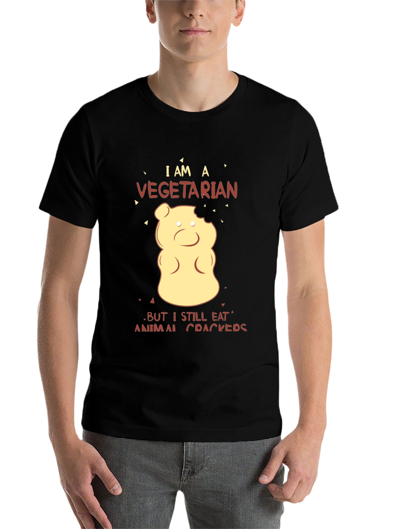 Black Vegetarian Animal Cracker T-Shirt view 7