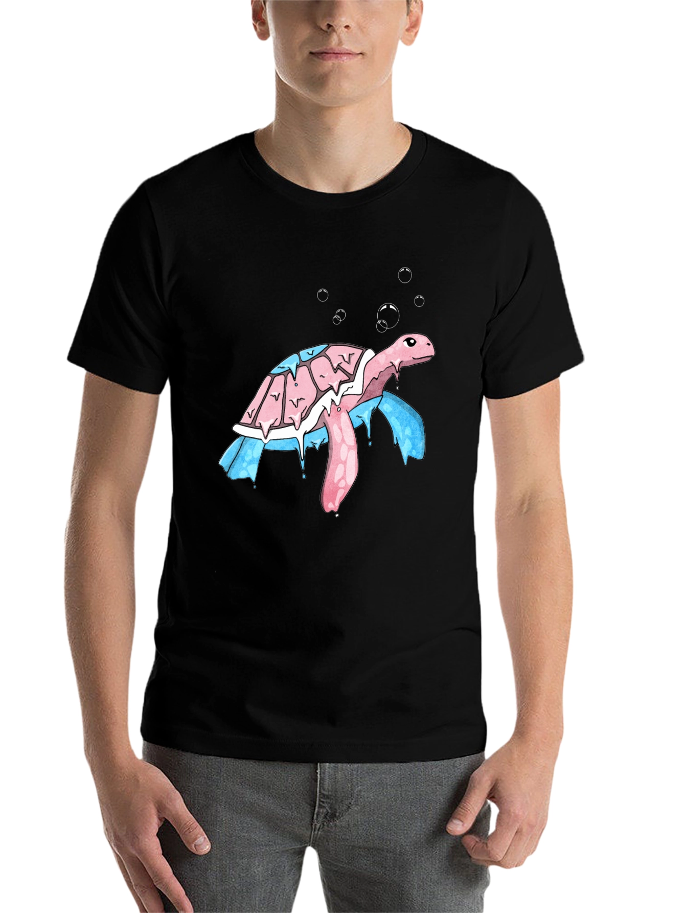 Black Transgender Pride Turtle T-Shirt view 7