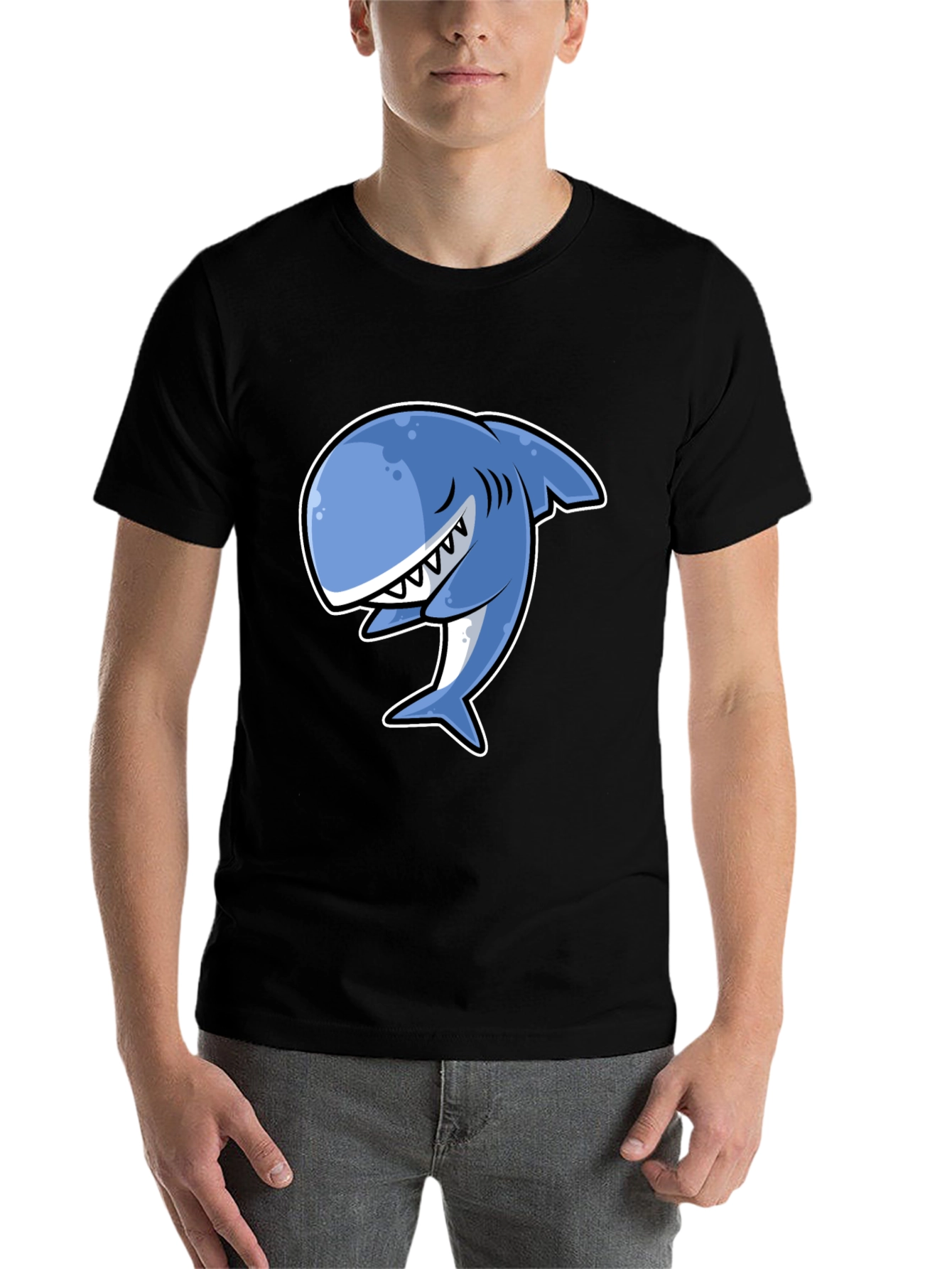 Black Cartoon Shark Graphic T-Shirt - Stylish Black Tee view 7