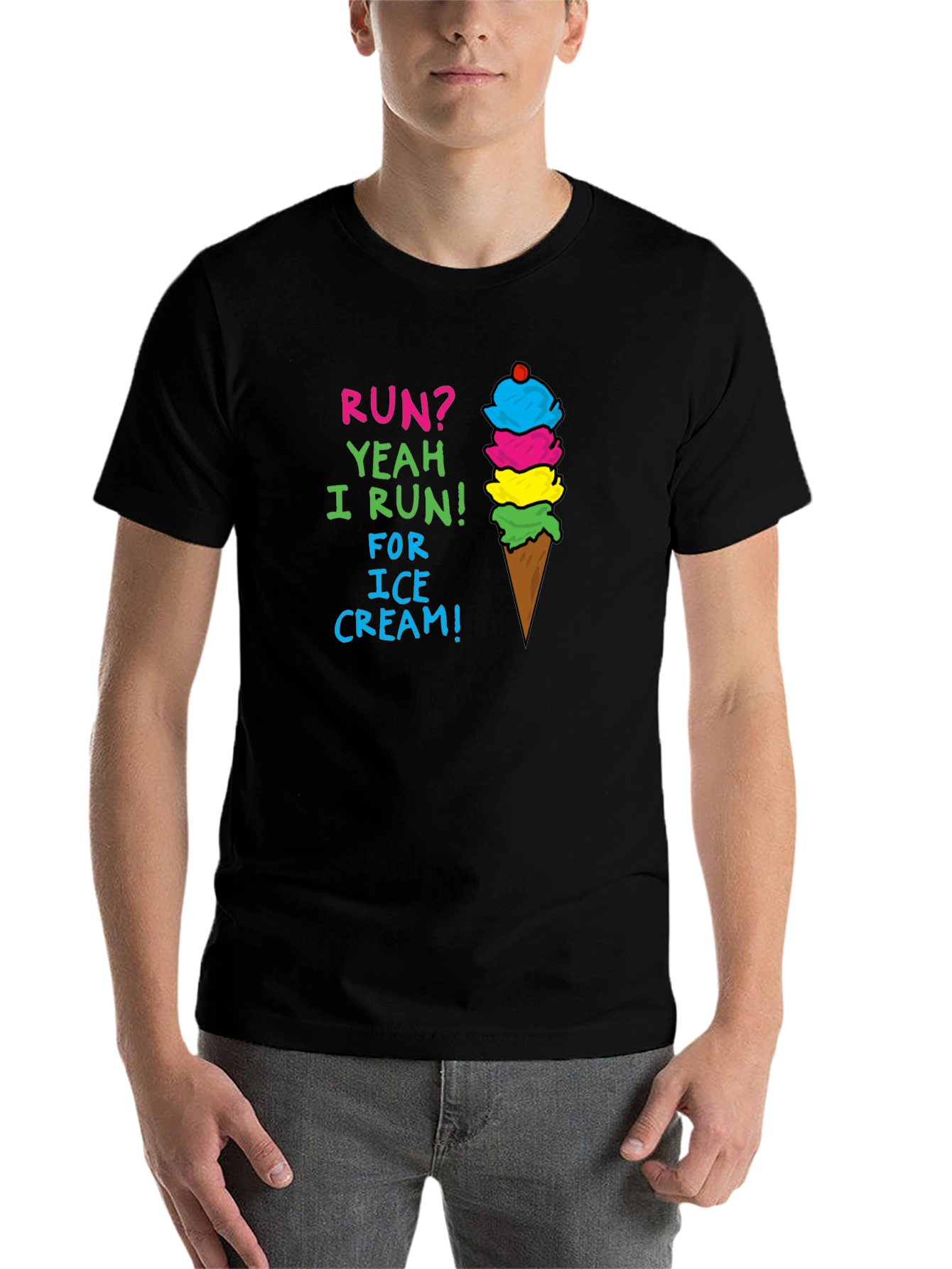 Black Run for Ice Cream T-Shirt - Cute Foodie Tee view 7