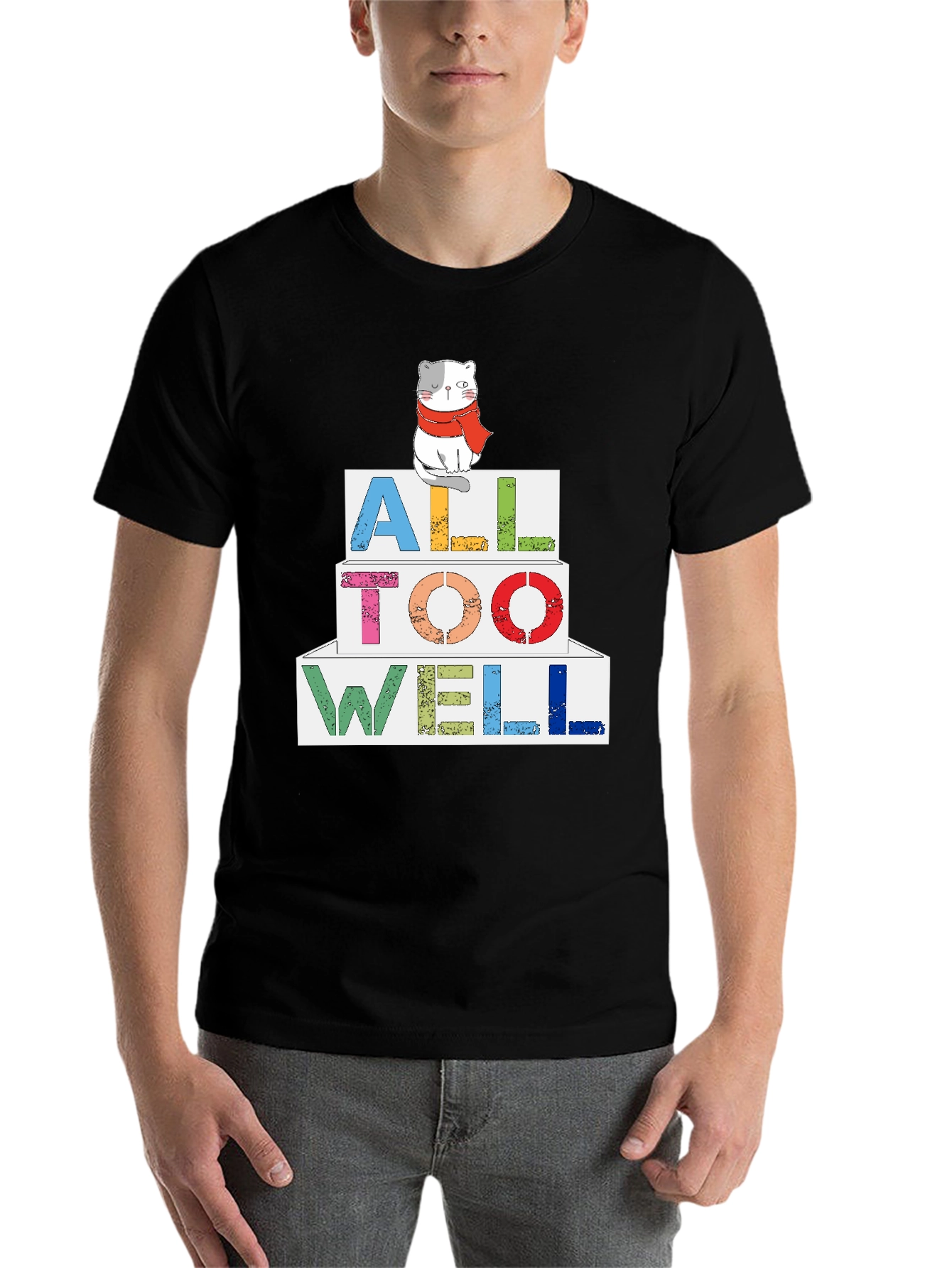 Black All Too Well Cat Graphic Tee - Soft Cotton Blend view 7