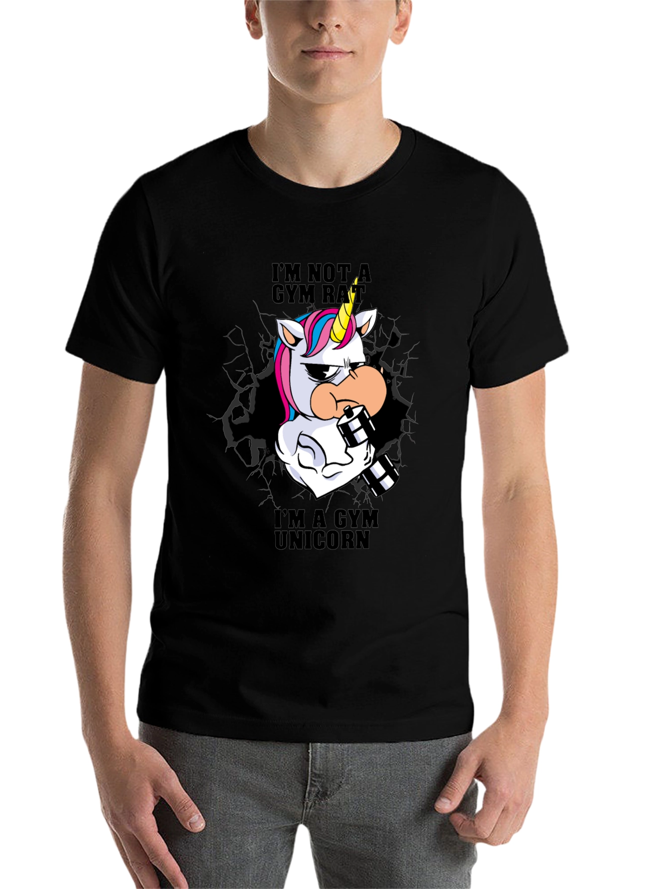 Black Gym Unicorn T-Shirt - Workout Apparel view 7