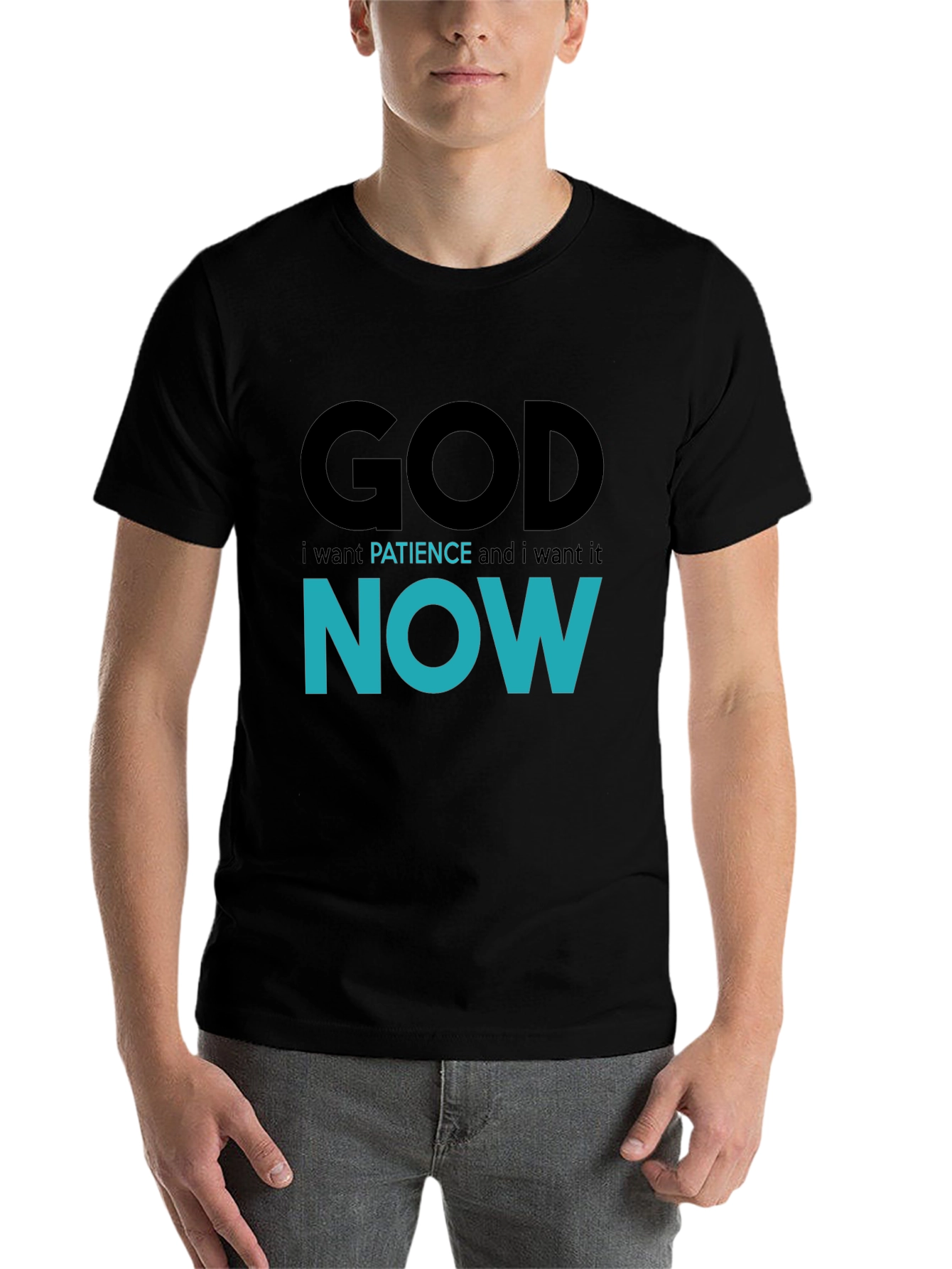 Black God Patience Now Graphic Tee - Soft Cotton T-Shirt view 7