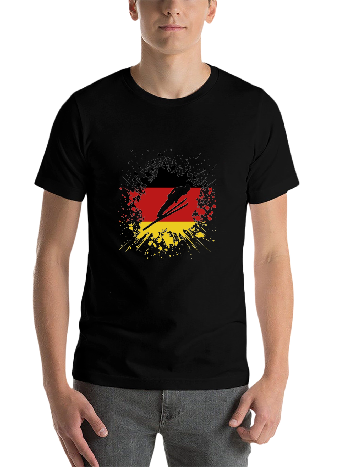 Black Germany Flag Ski Jumper T-Shirt view 7