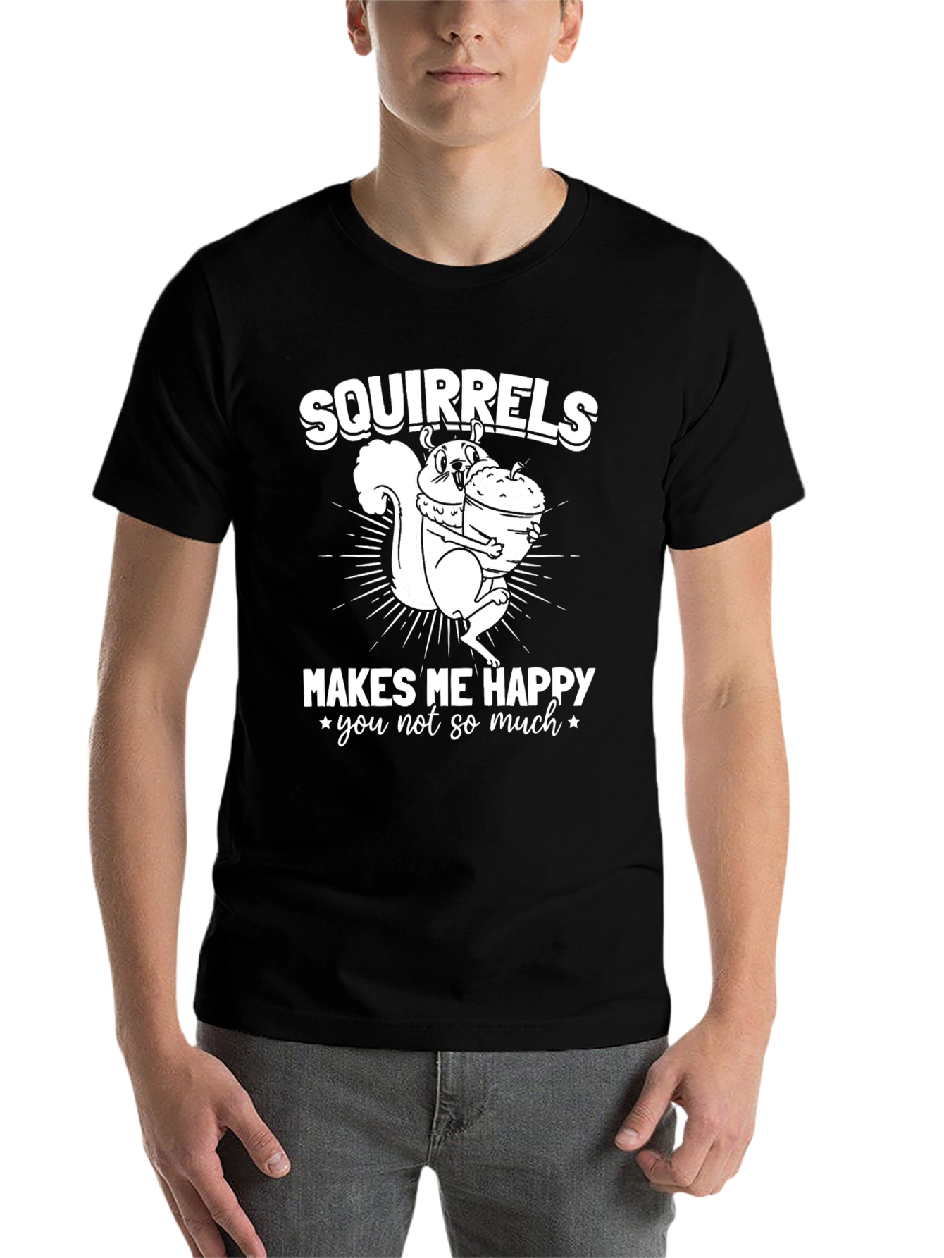 Black Squirrels Make Me Happy T-Shirt - Funny Graphic Tee view 7