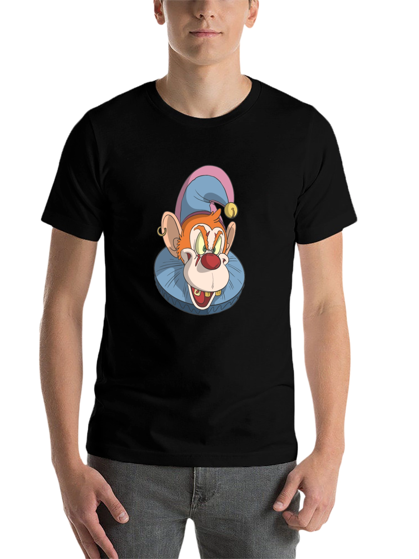 Black Clown Monkey Graphic Tee - Black Cotton T-Shirt view 7