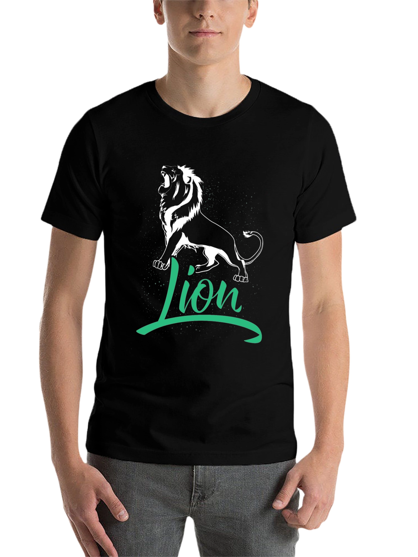 Black Lion Graphic Tee - Black Cotton T-Shirt view 7