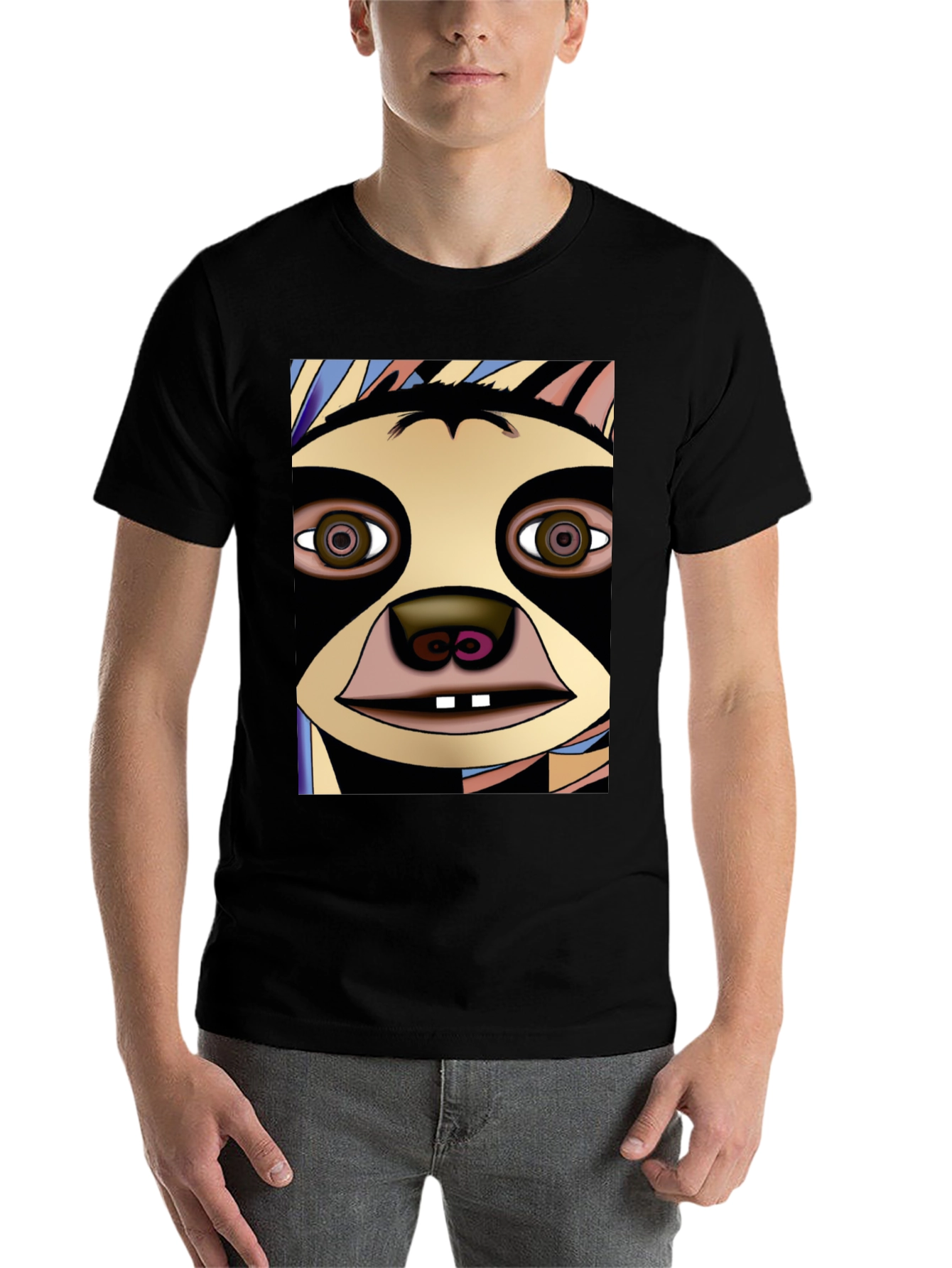Black Sloth Face Graphic Tee - Unique Design view 7