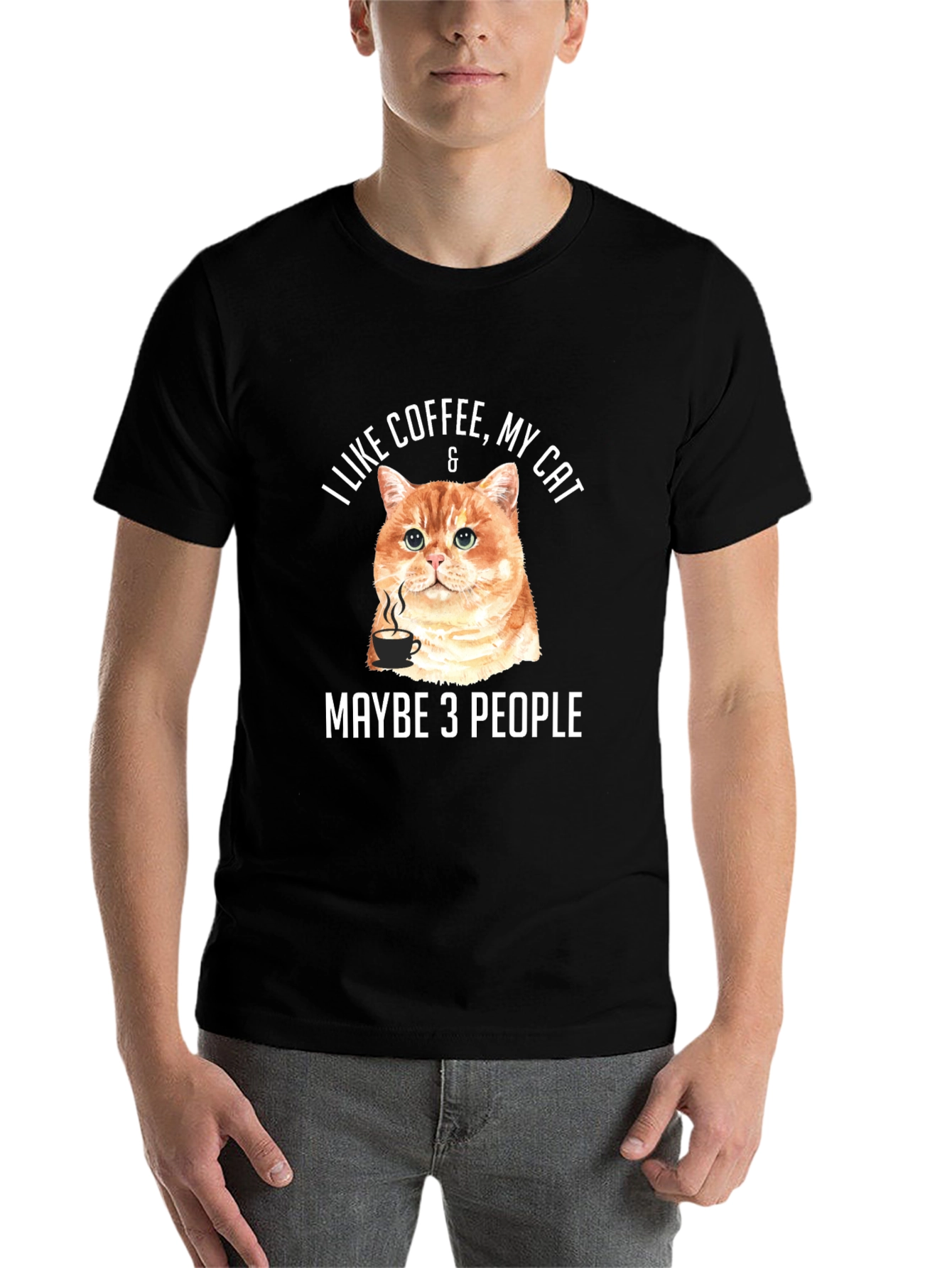 Black Coffee & Cat Lover Graphic Tee - "Maybe 3 People" view 7