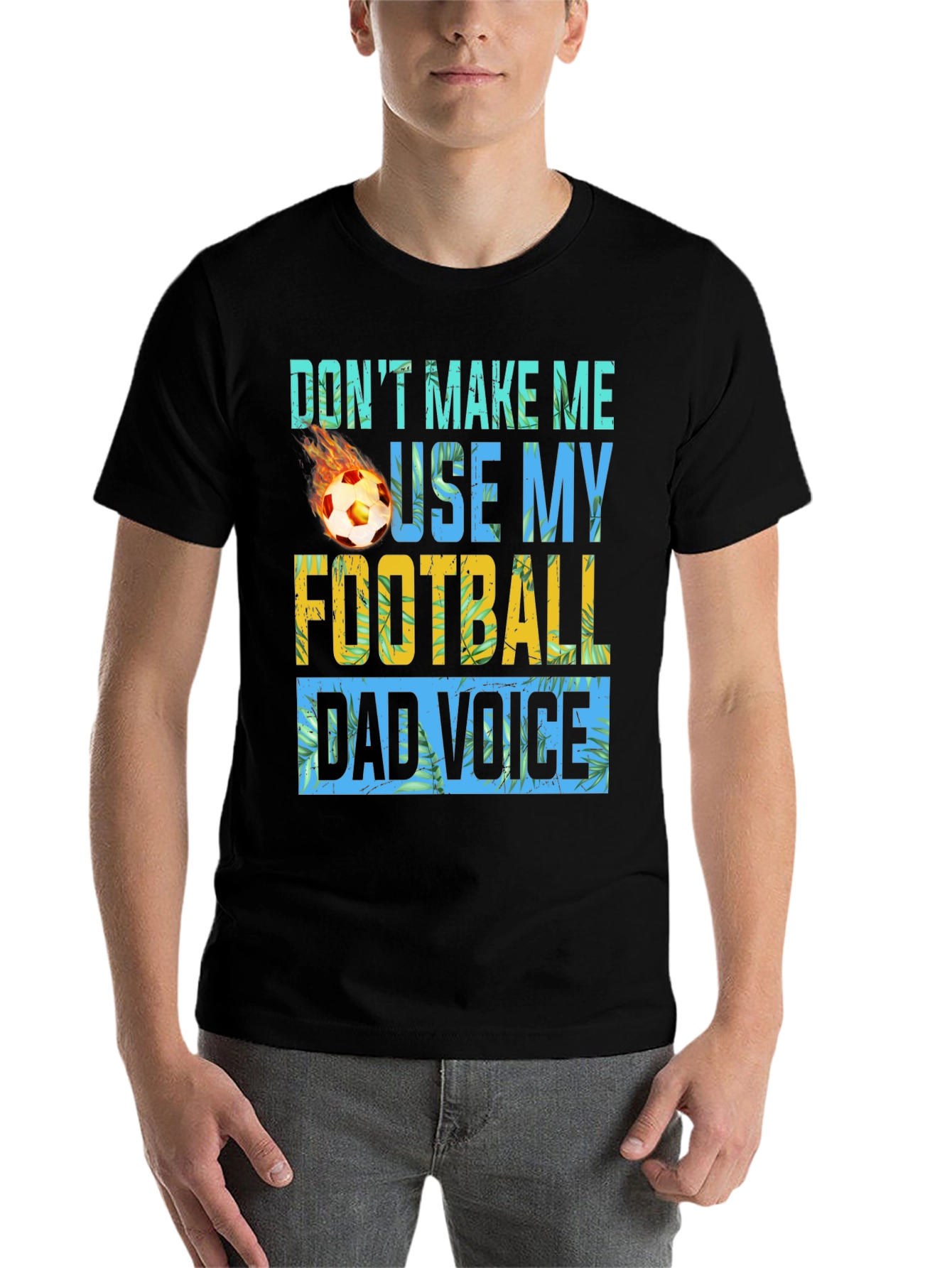 Black Funny Football Dad Voice Graphic T-Shirt view 7