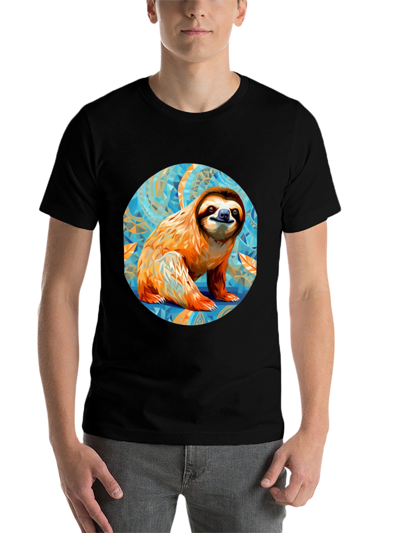 Black Sloth Graphic Tee - Men's Black T-Shirt view 7