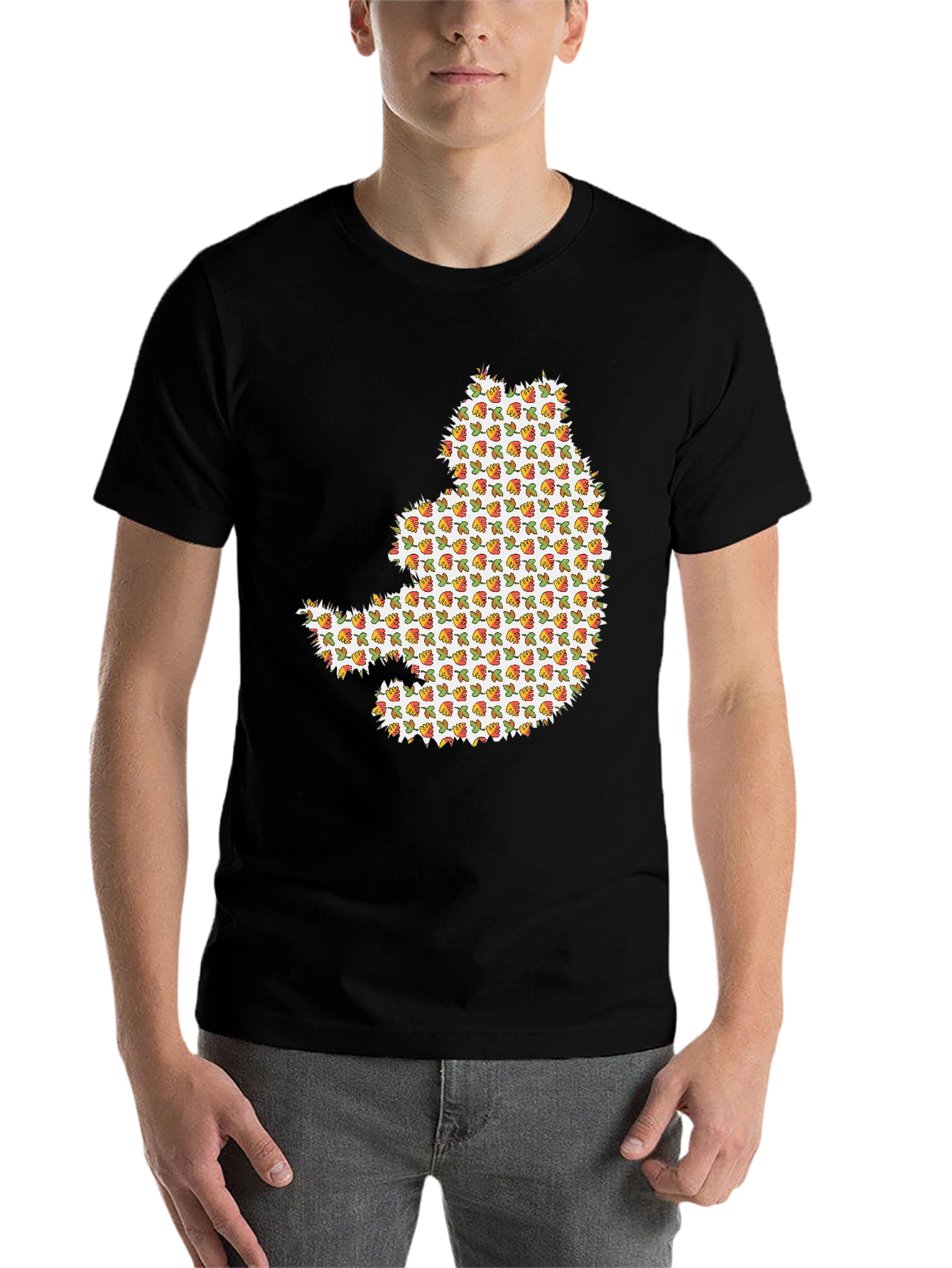 Black Novelty Cat Print Black Crew Neck T-Shirt view 7