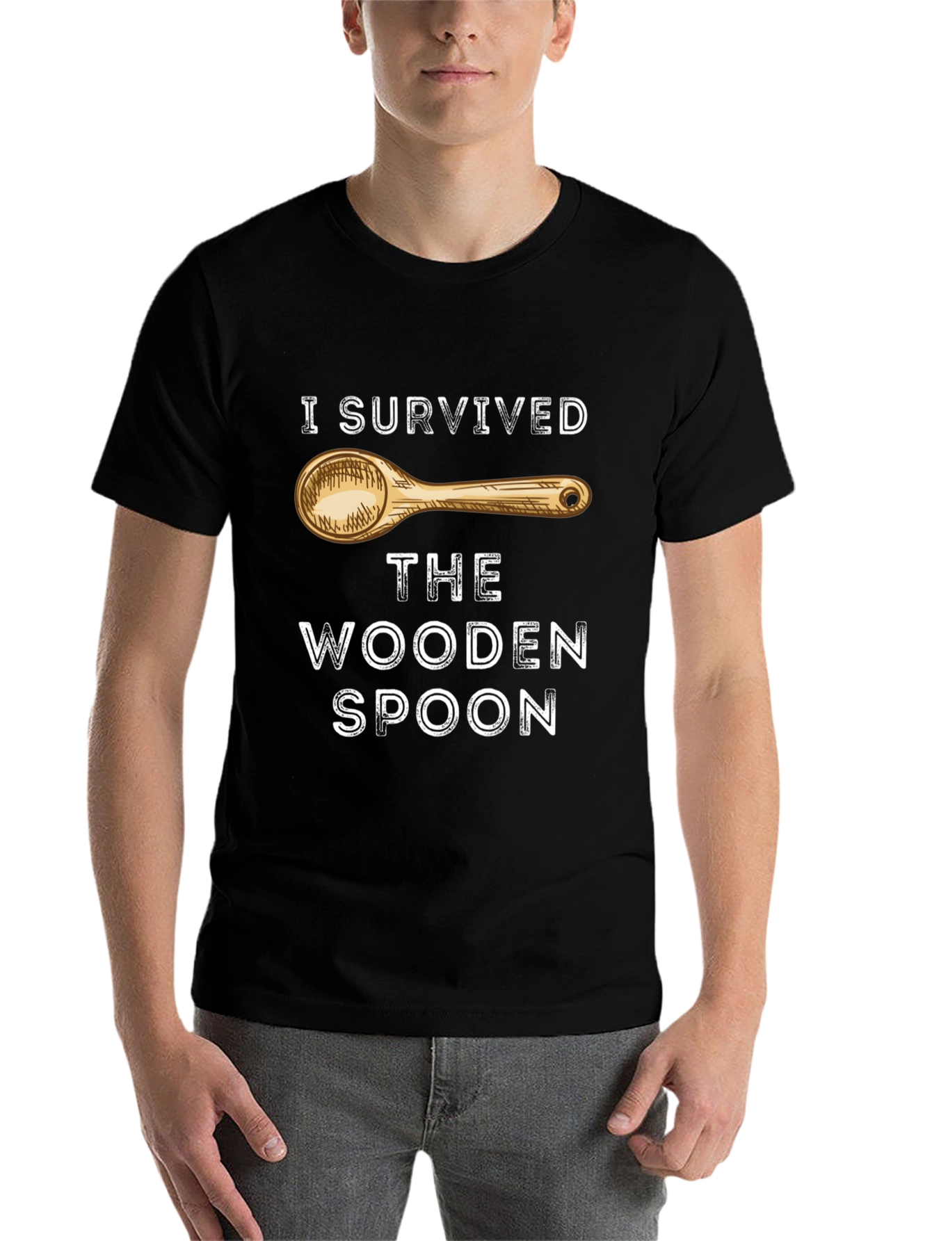 Black I Survived the Wooden Spoon Novelty T-Shirt view 7