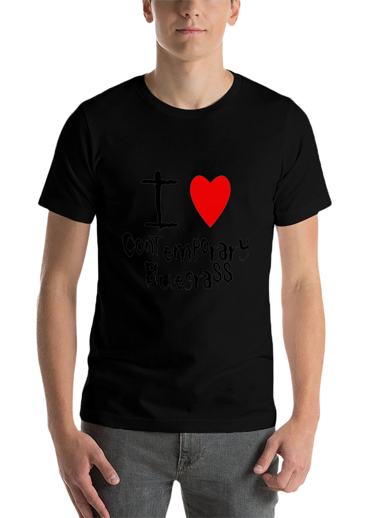 Black I Heart Contemporary Bluegrass Black T-Shirt view 7