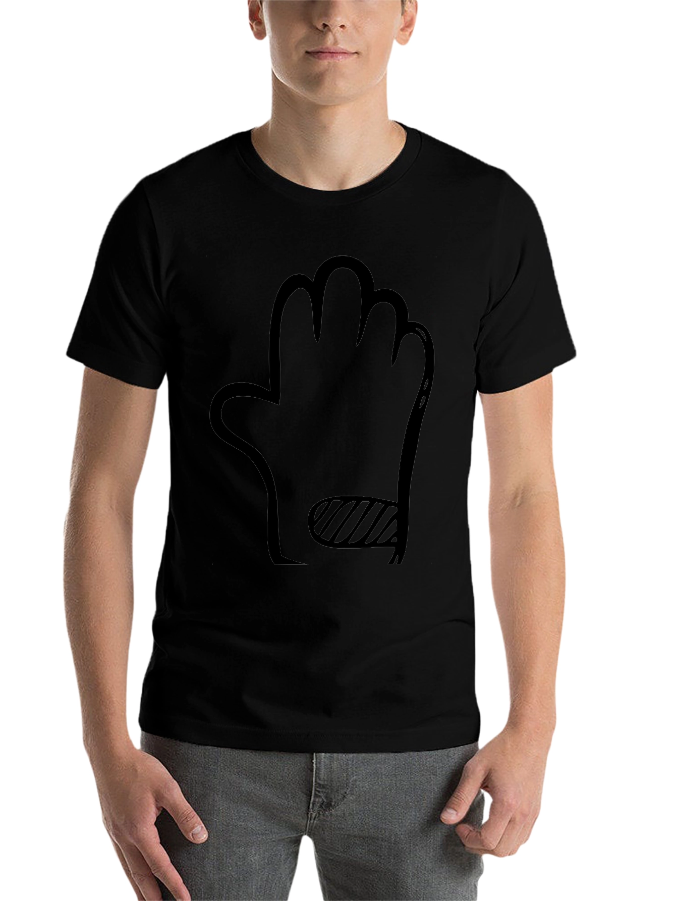 Black Novelty Hand Graphic Black T-Shirt view 7