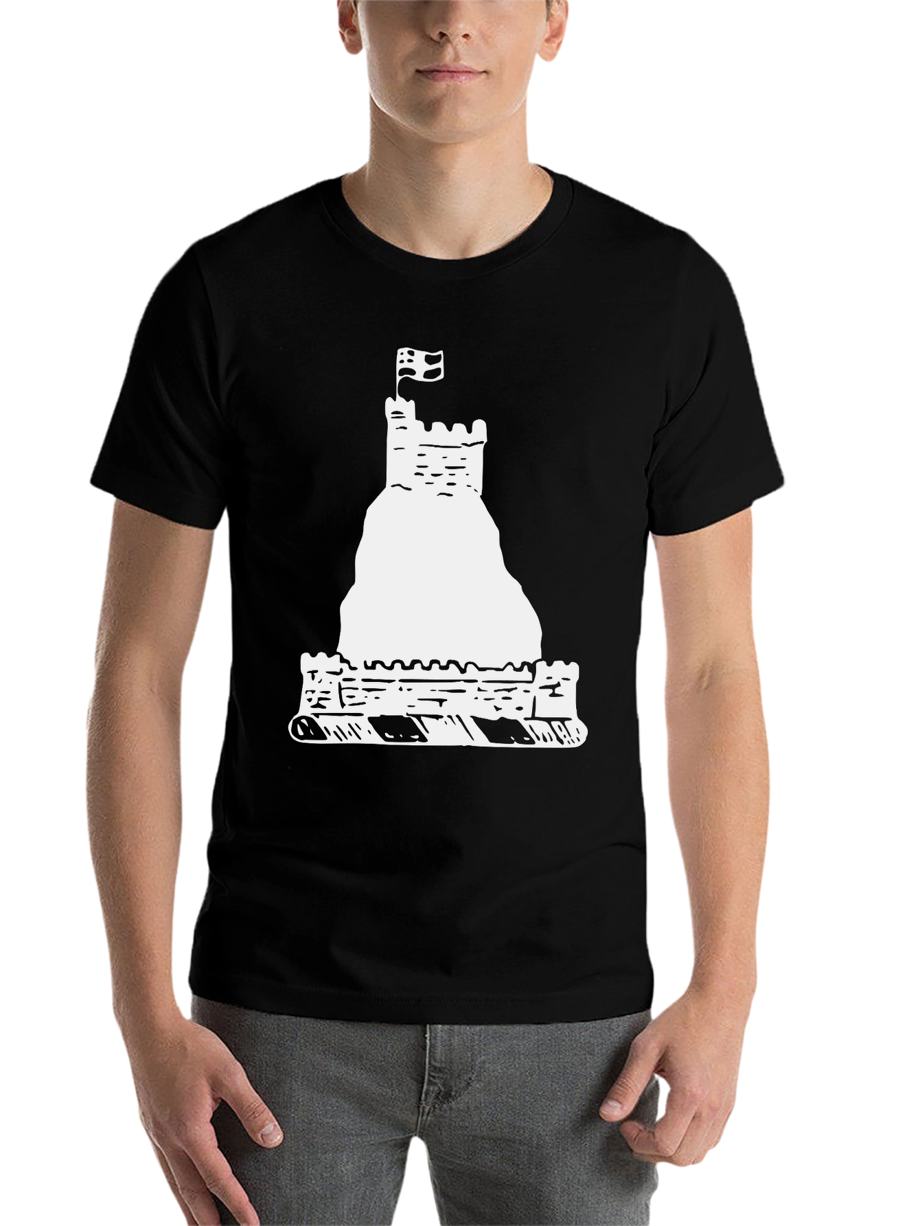 Black Castle T-Shirt, Unique Graphic Tee view 7