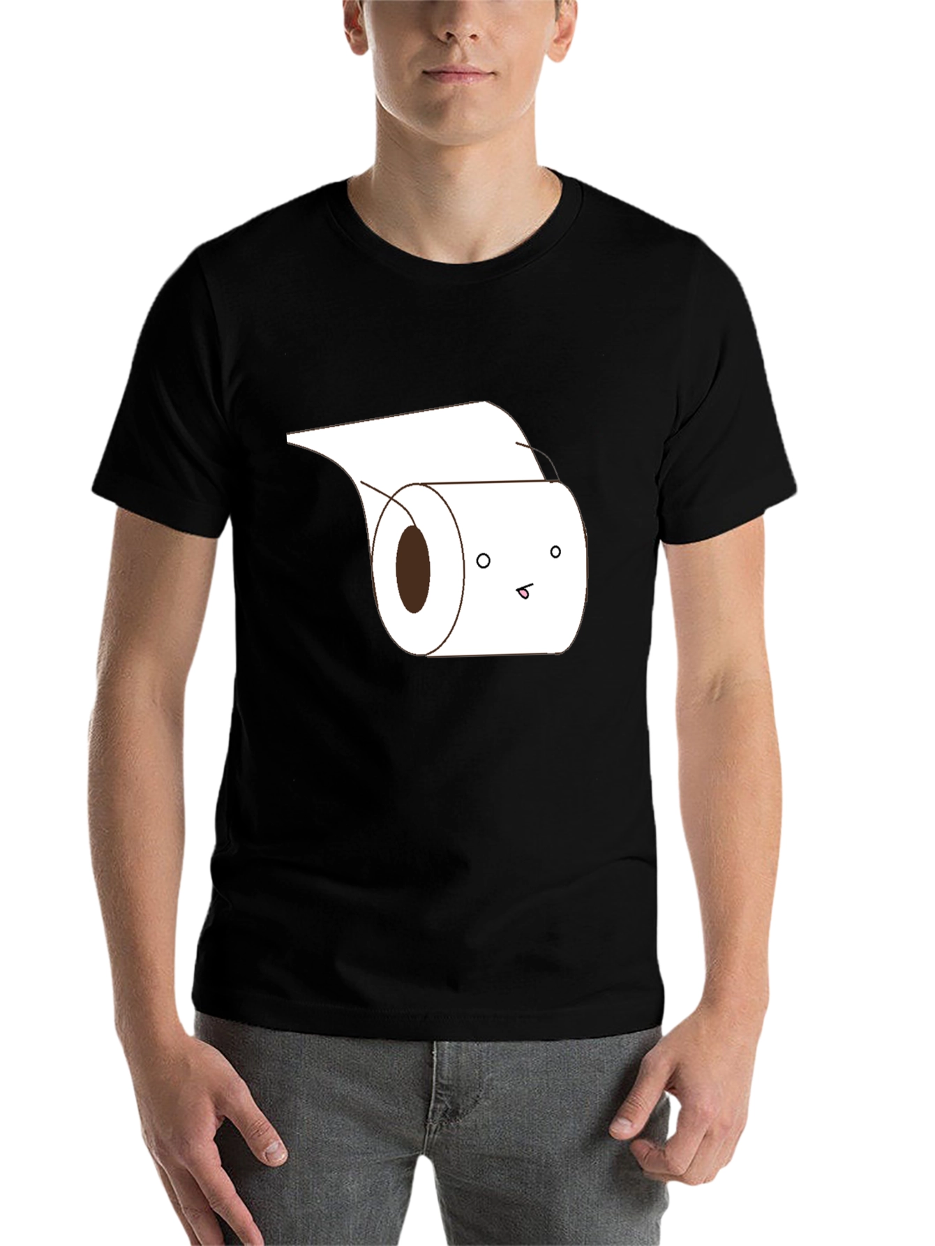 Black Funny Toilet Paper Roll Graphic Tee - Black view 7
