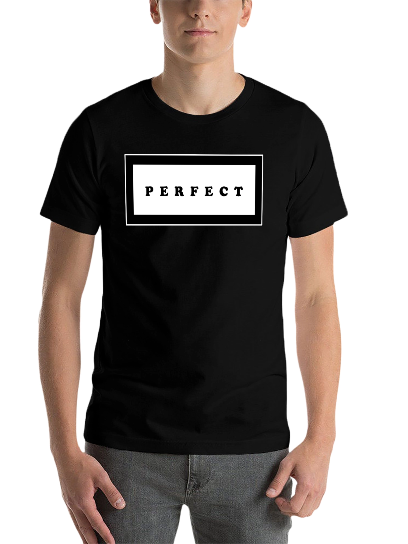 Black Perfect Graphic Print Black Crew Neck T-Shirt view 7