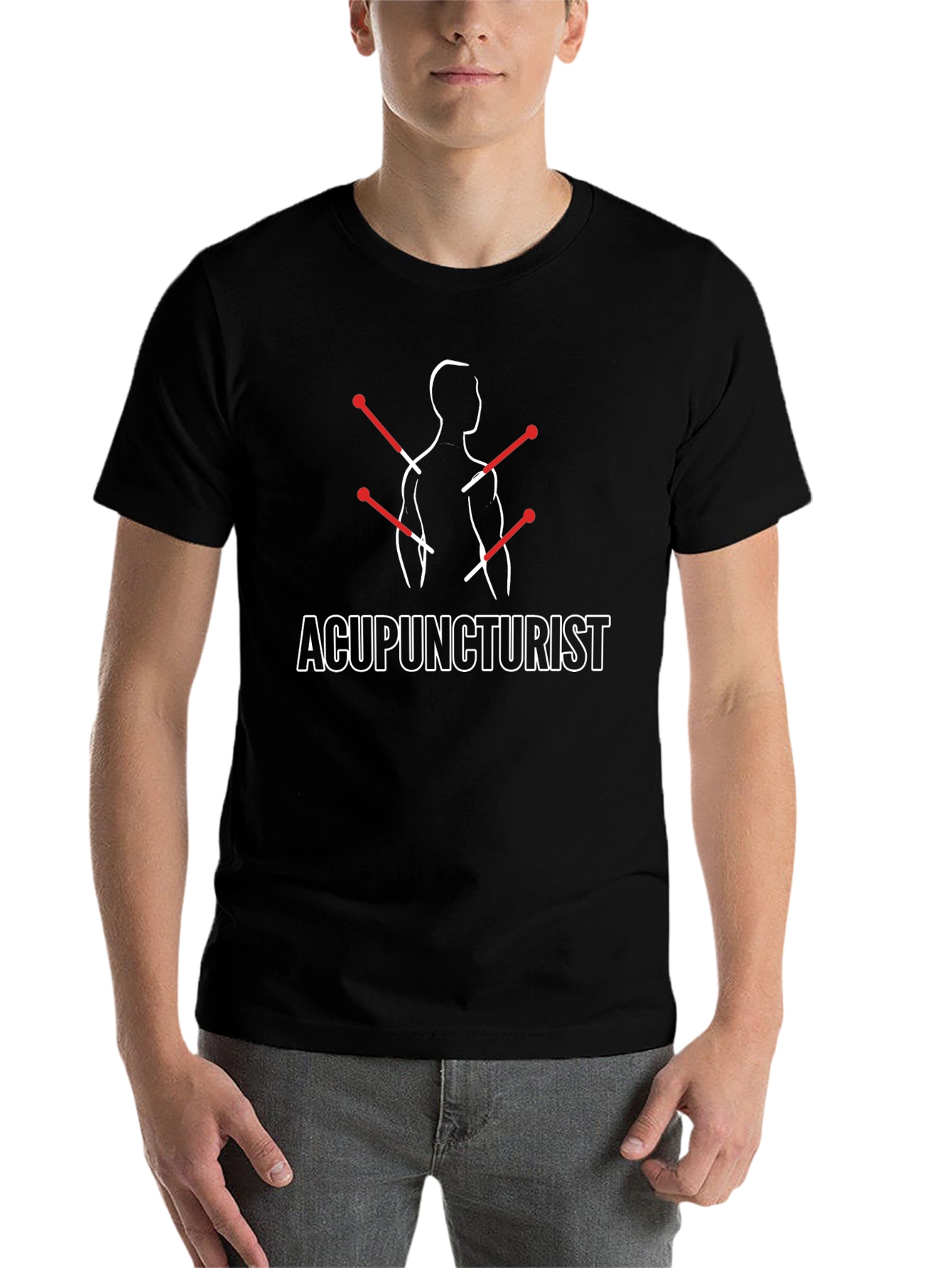 Black Acupuncturist Graphic T-Shirt - Unisex Casual Tee view 7
