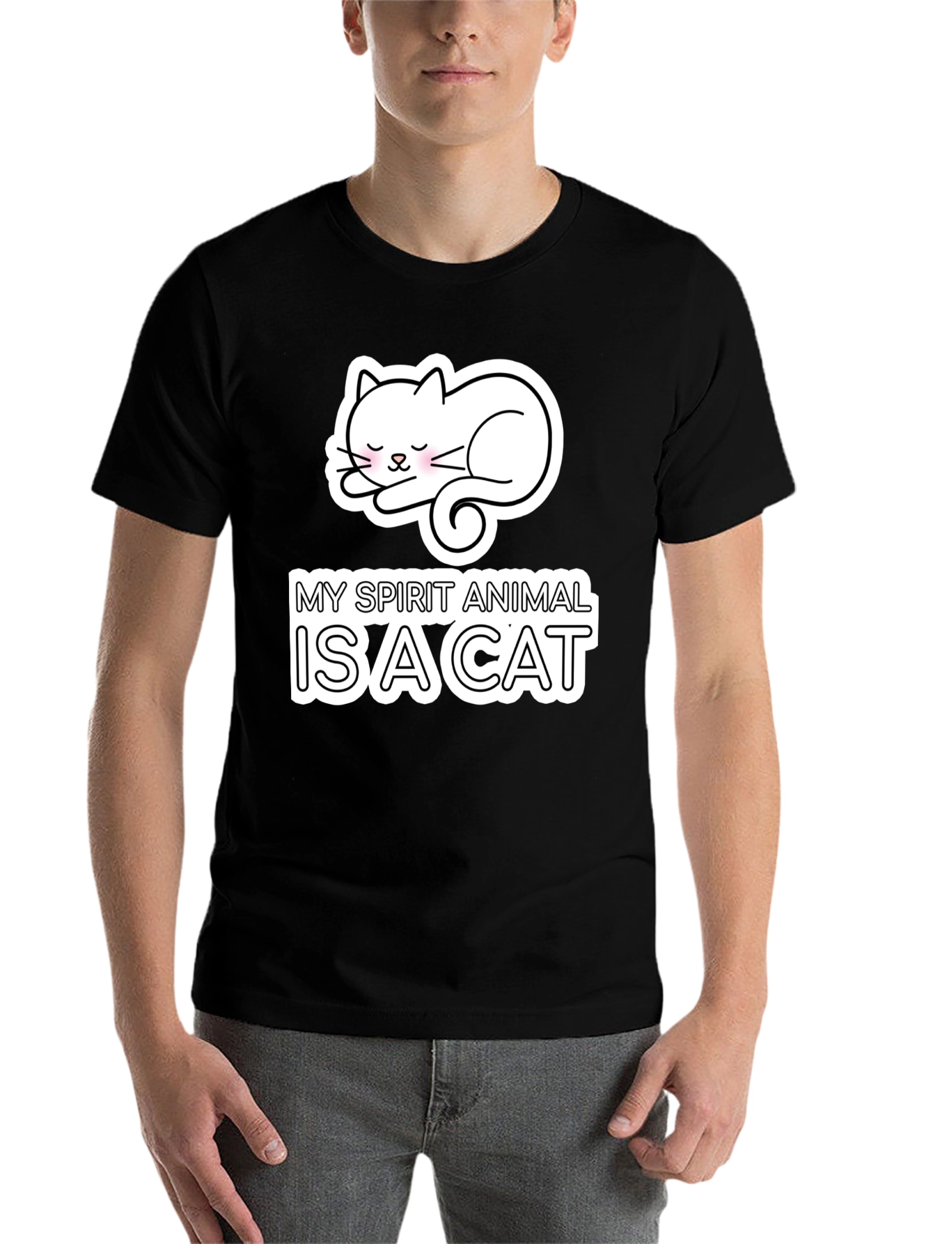 Black My Spirit Animal is a Cat T-Shirt view 7