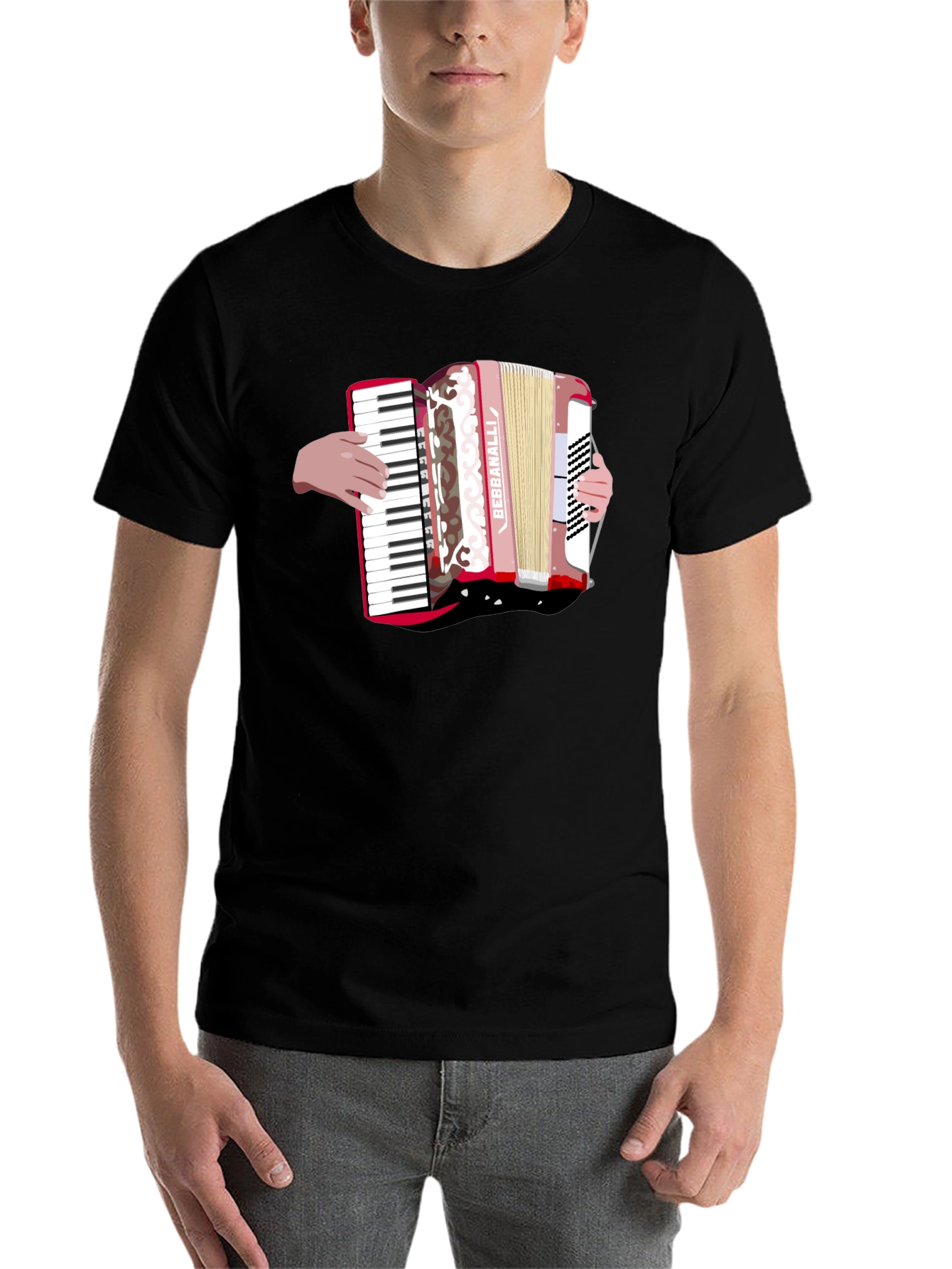 Black Accordion Graphic Black T-Shirt view 7